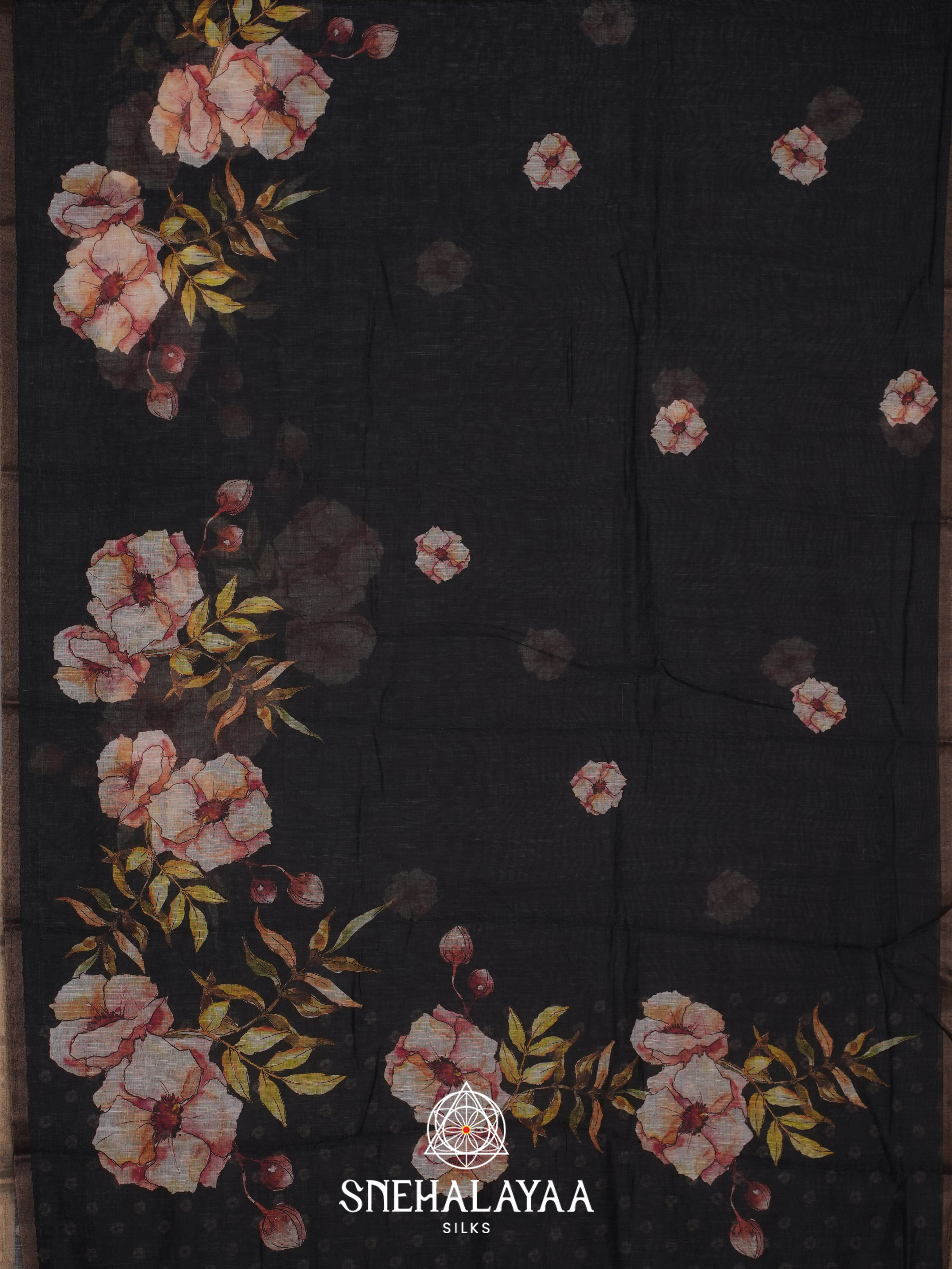 Black Linen Saree
