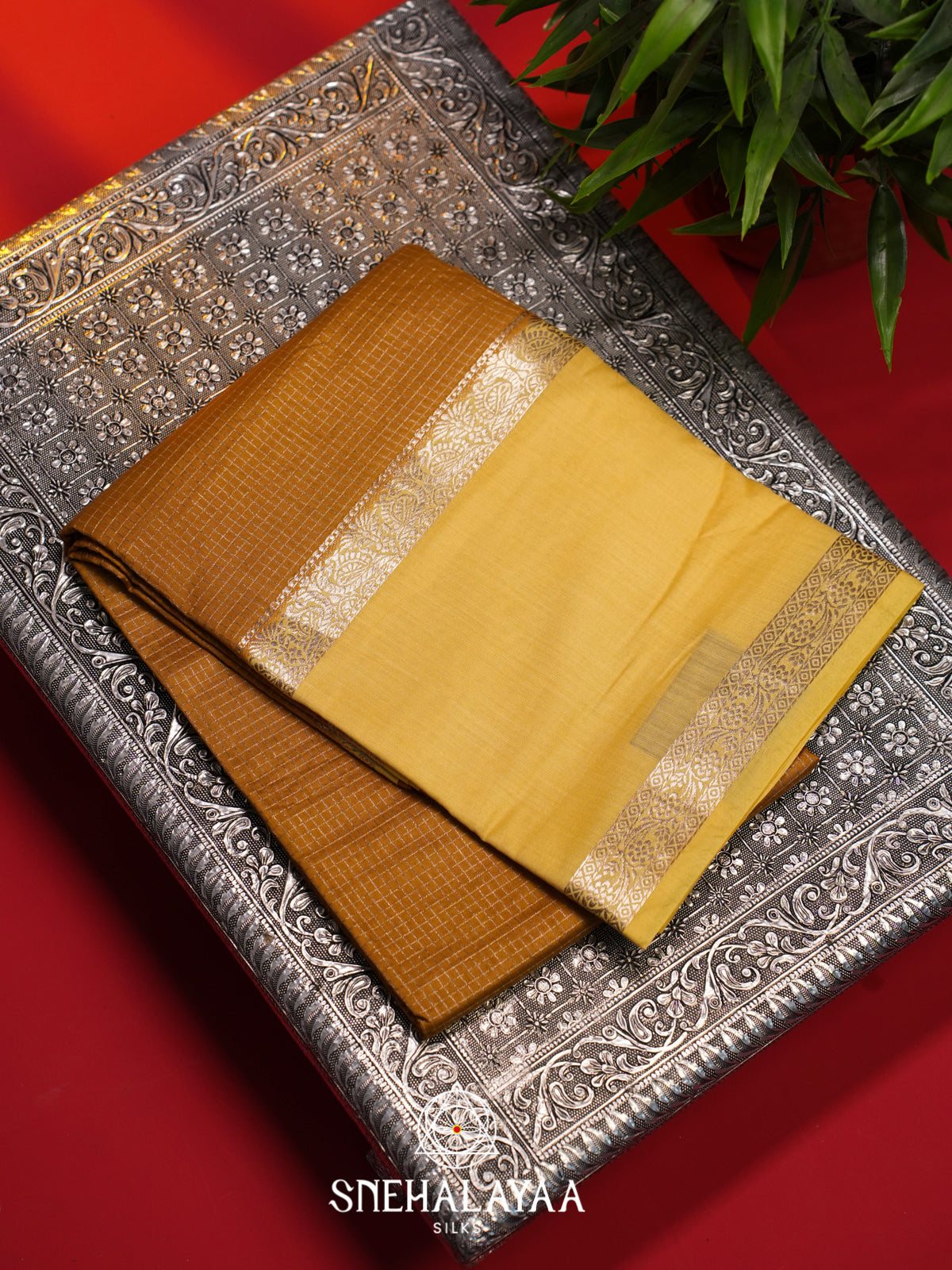 Mustard Yellow  Chanderi Saree