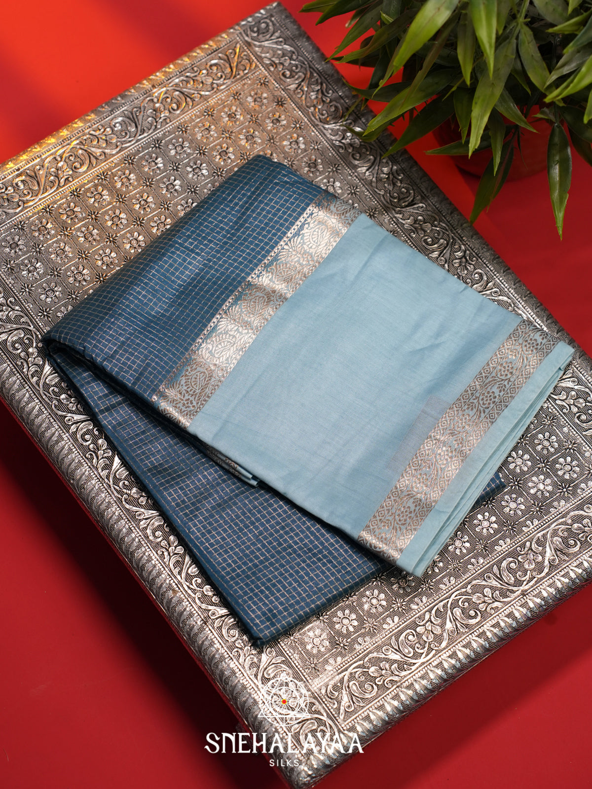 Blue Chanderi Saree