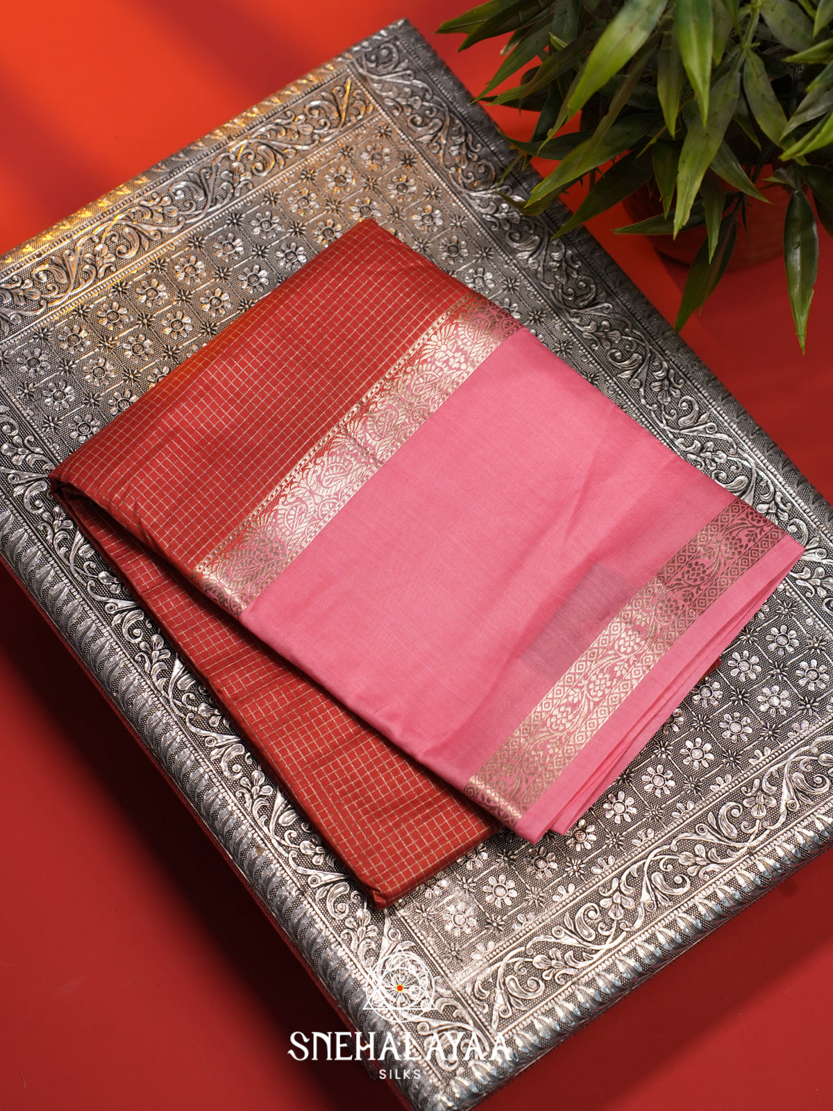 Brick Red Chanderi Saree