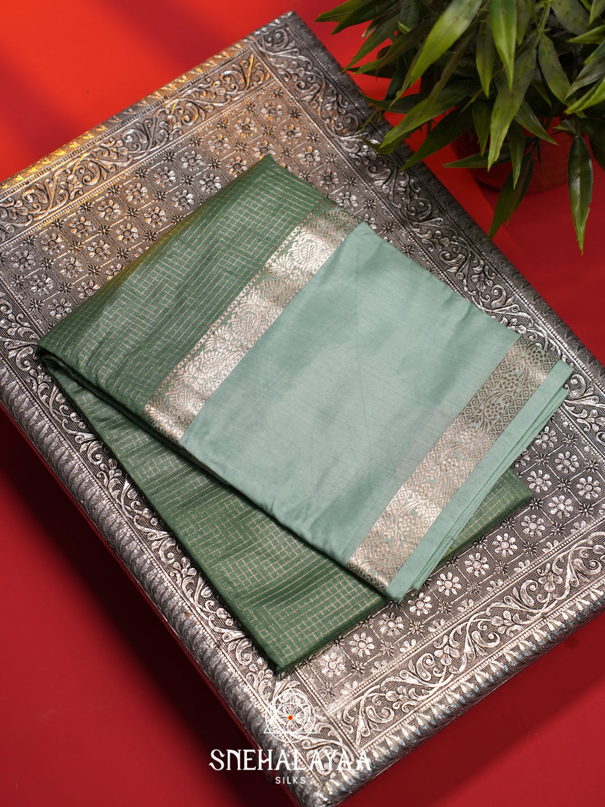 Sea Green Chanderi Saree