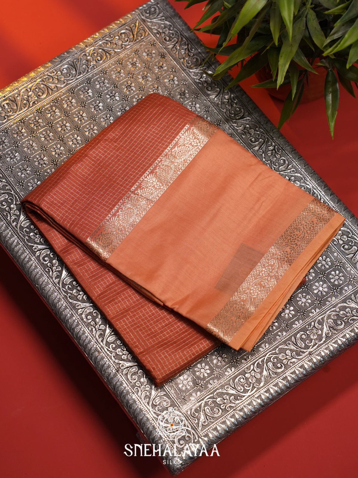 Copper Orange Chanderi Saree