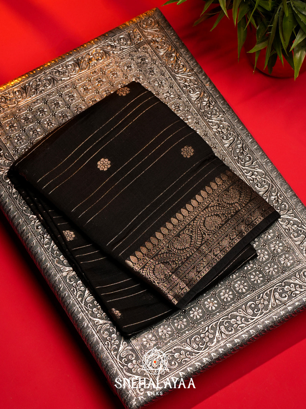 Black Chanderi Saree
