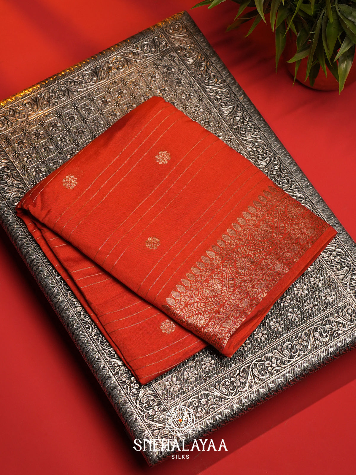 Orange Chanderi Saree