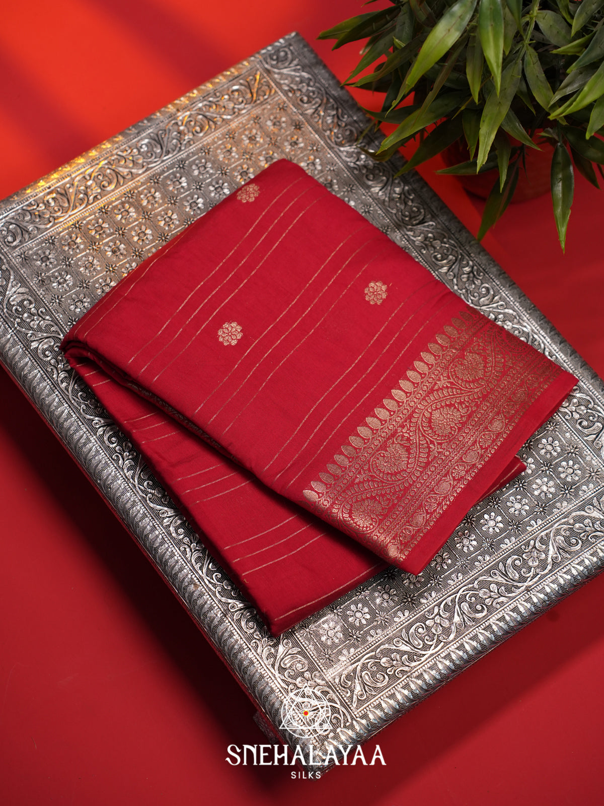 Red Chanderi Saree