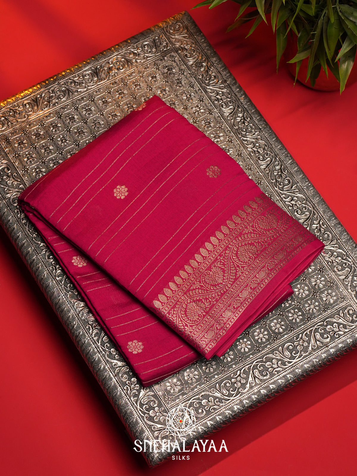 Rani Pink Chanderi Saree