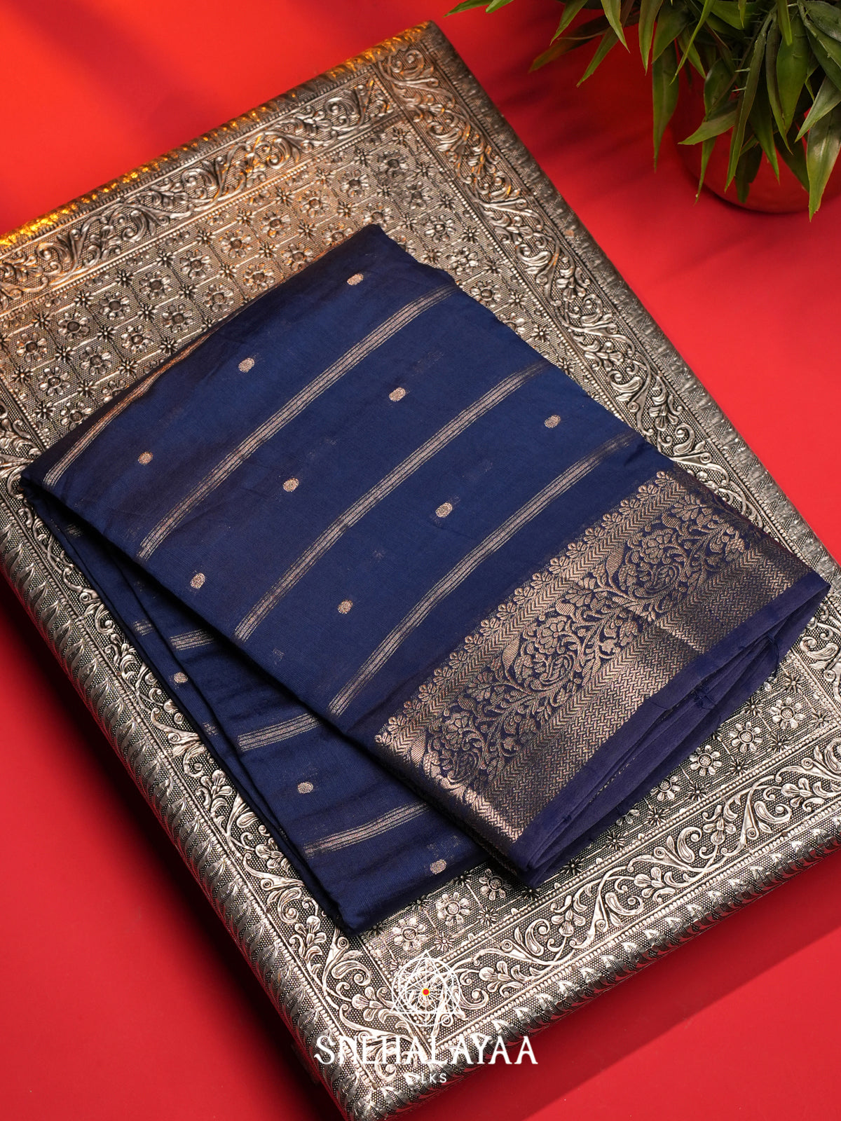 Blue Chanderi Saree