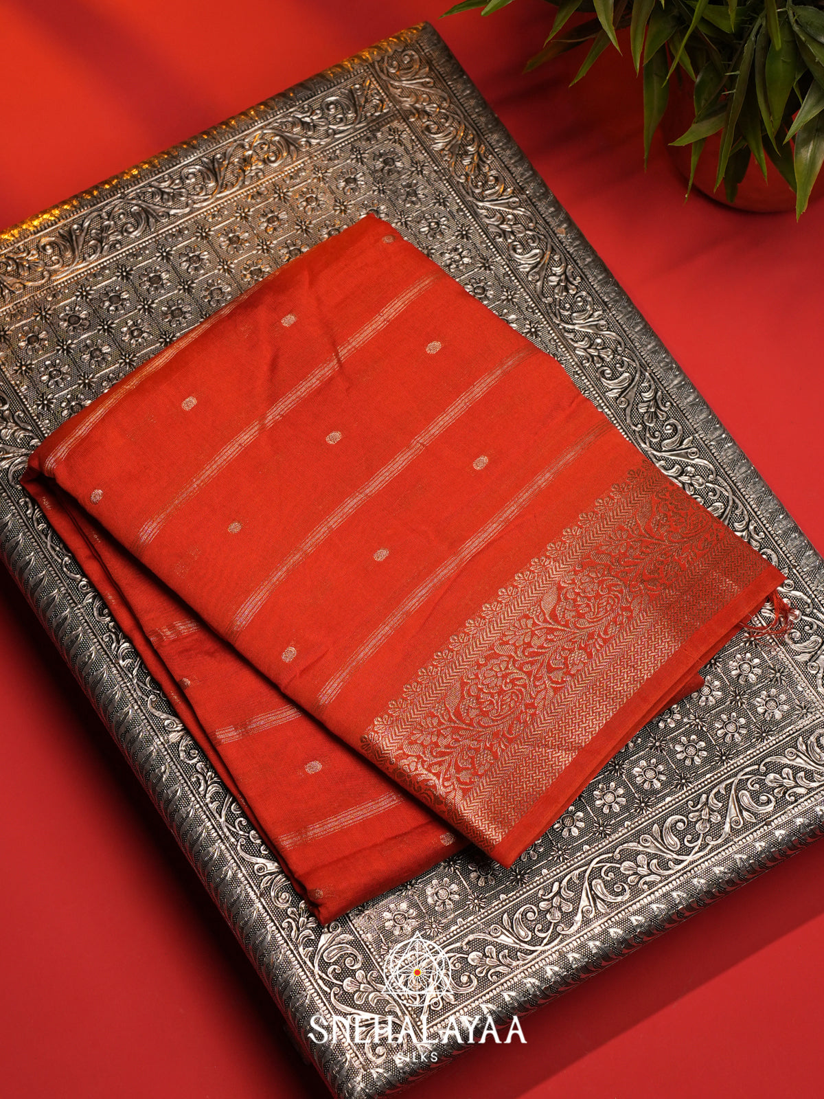 Orange Chanderi Saree
