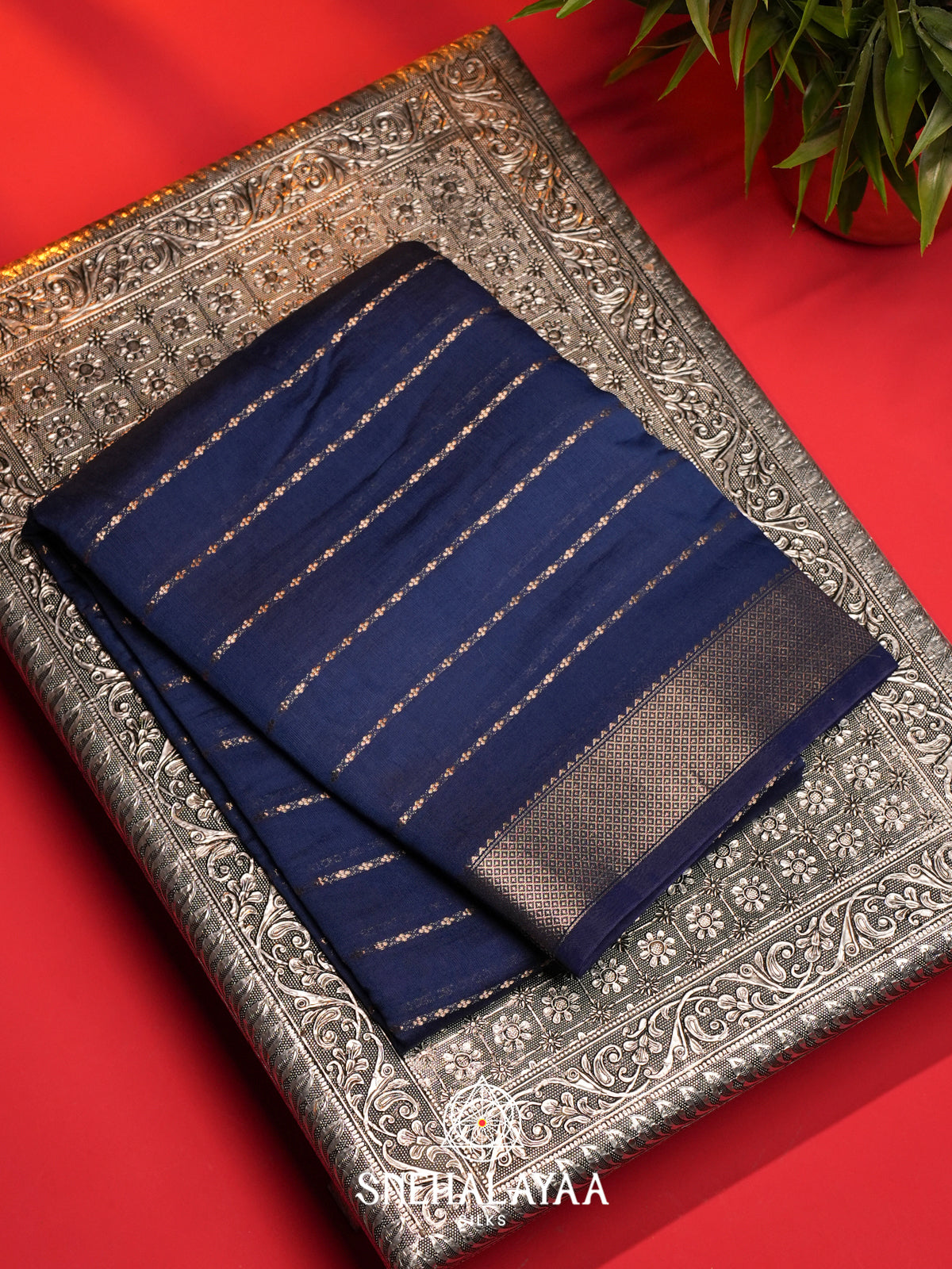 Peacock Blue Chanderi Saree