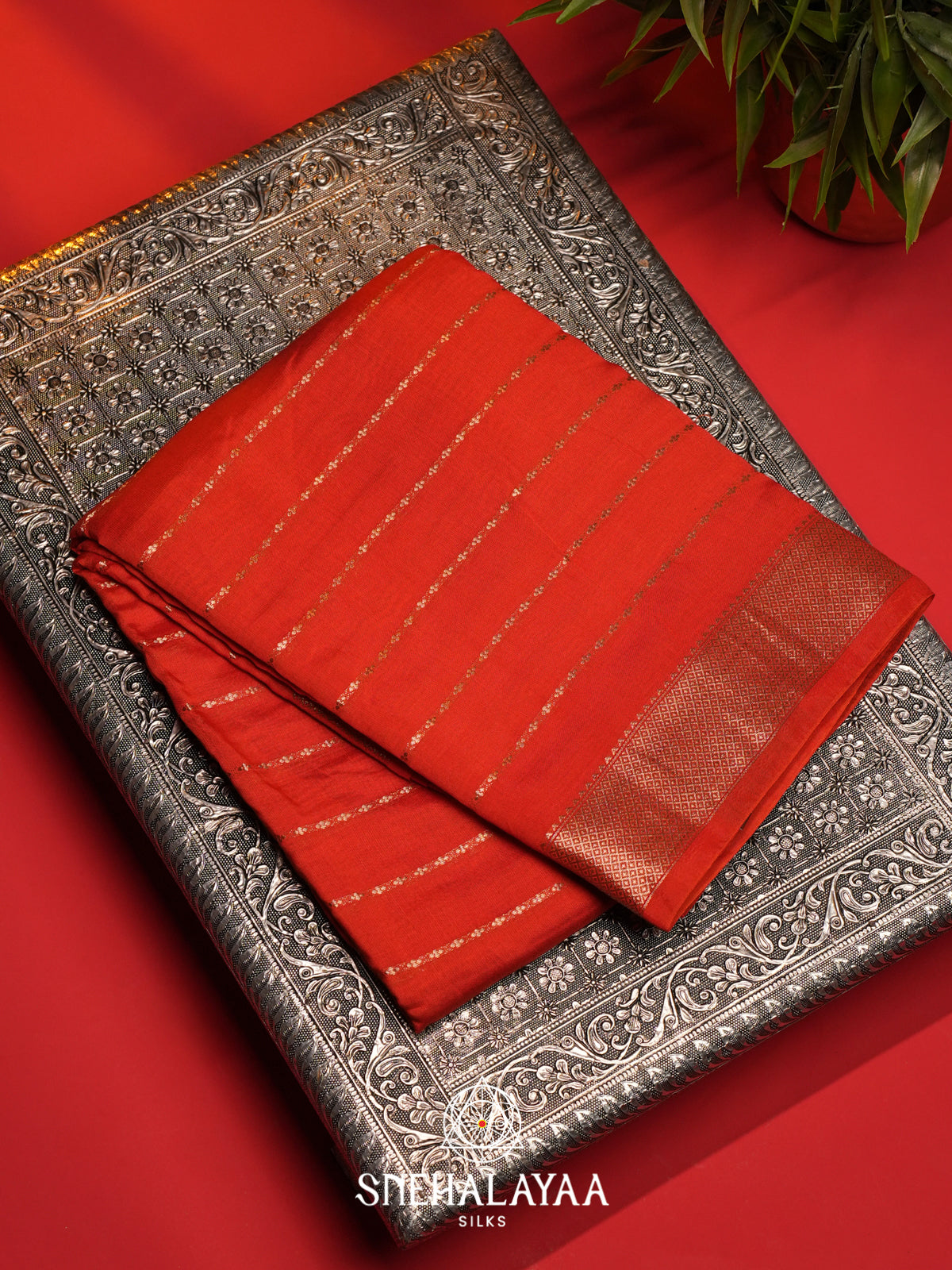 Orange Chanderi Saree