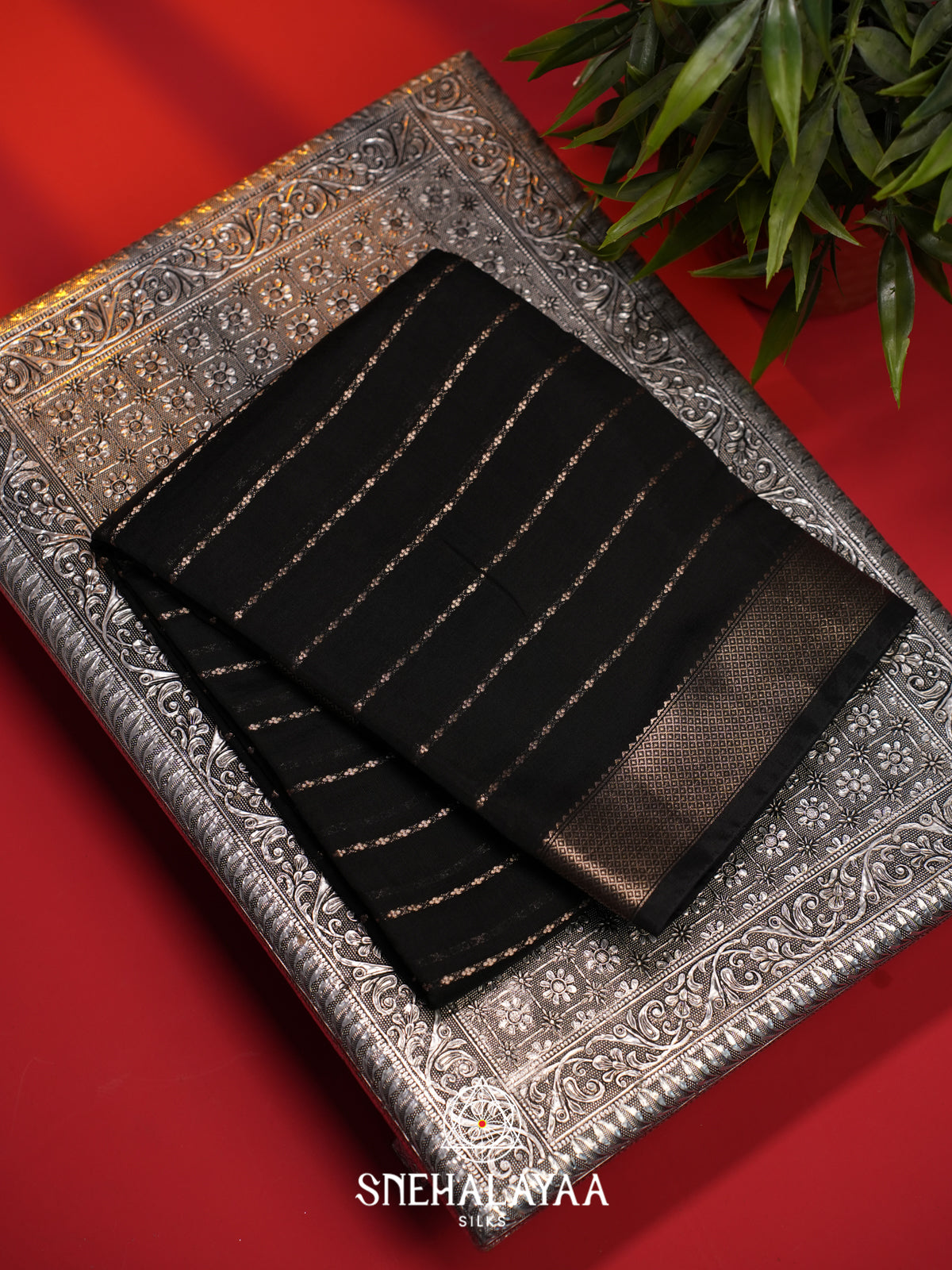 Black Chanderi Saree