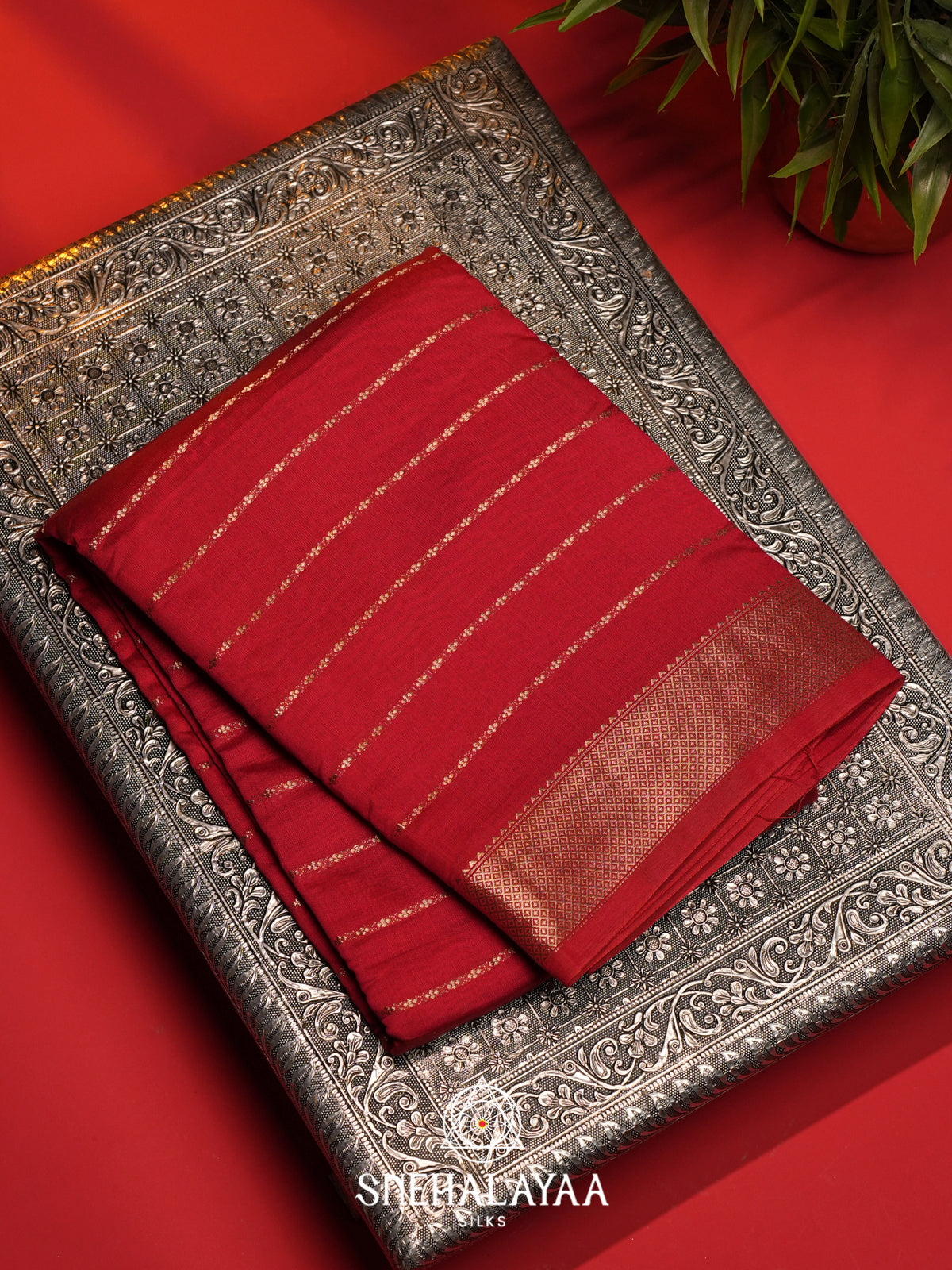 Red Chanderi Saree