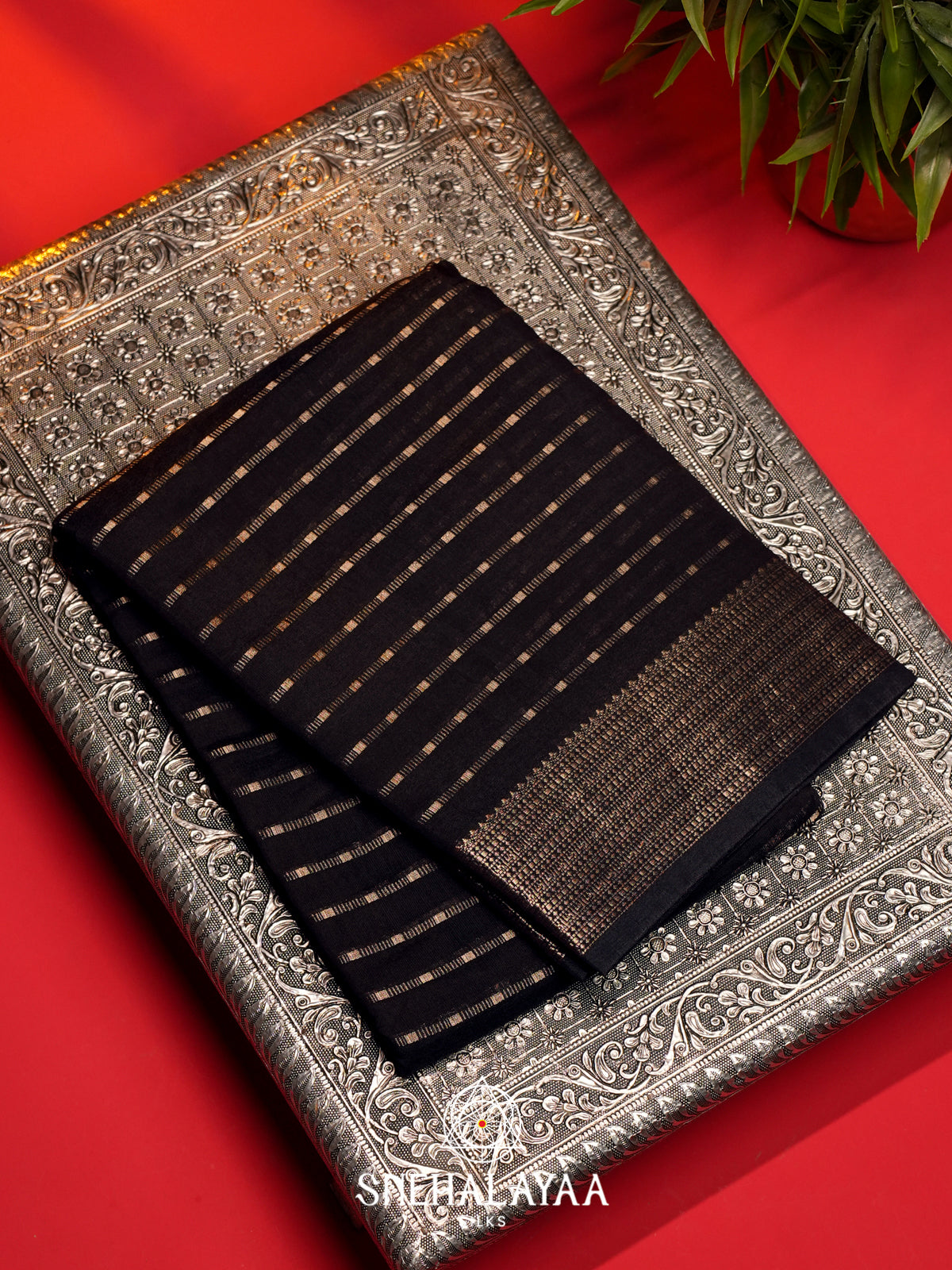Black Chanderi Saree