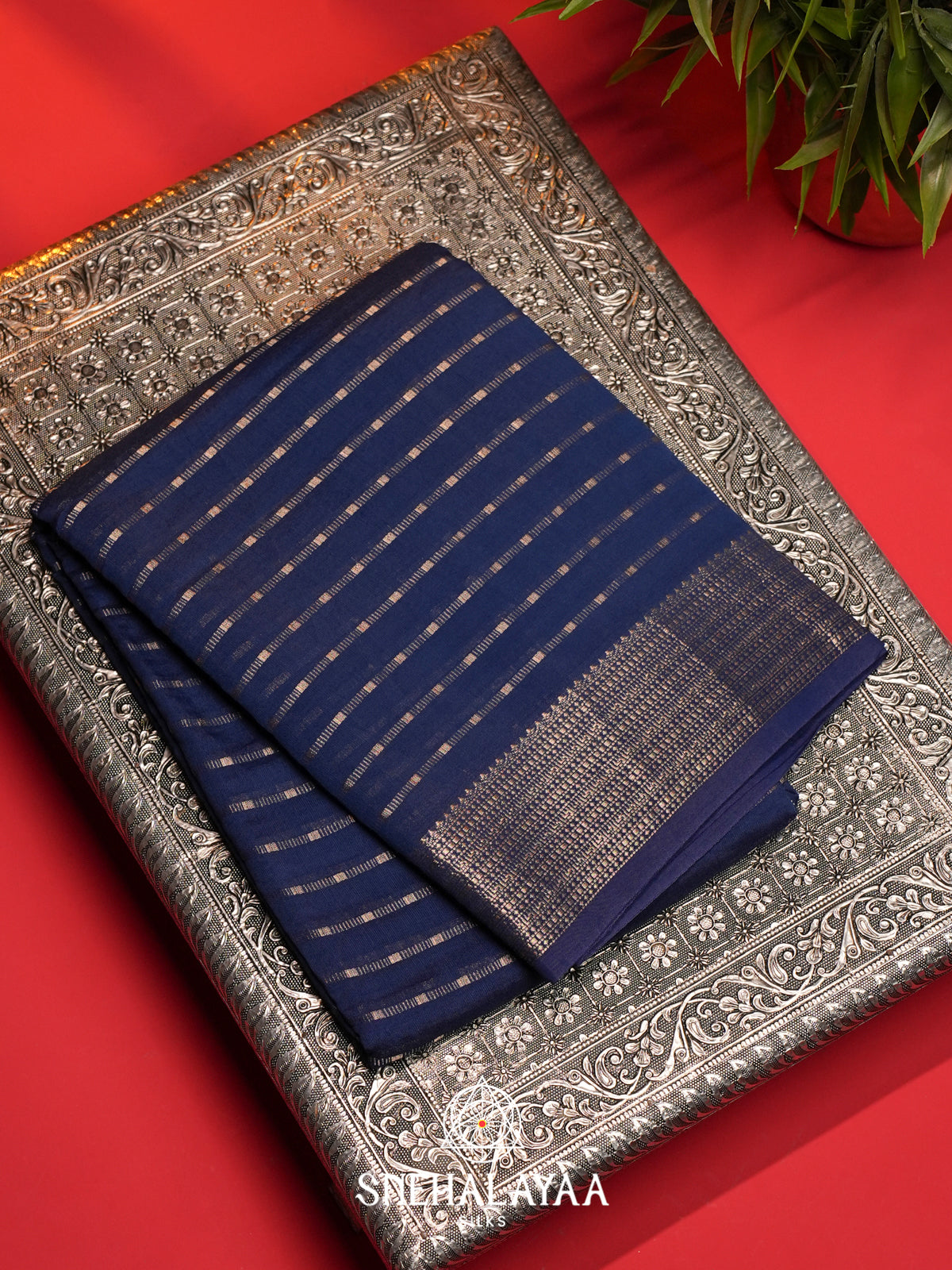 Peacock Blue Chanderi Saree