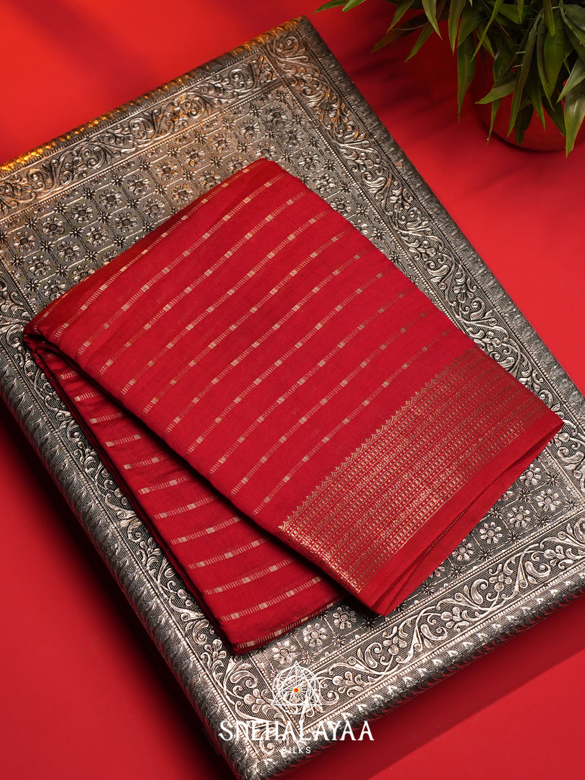 Red Chanderi Saree