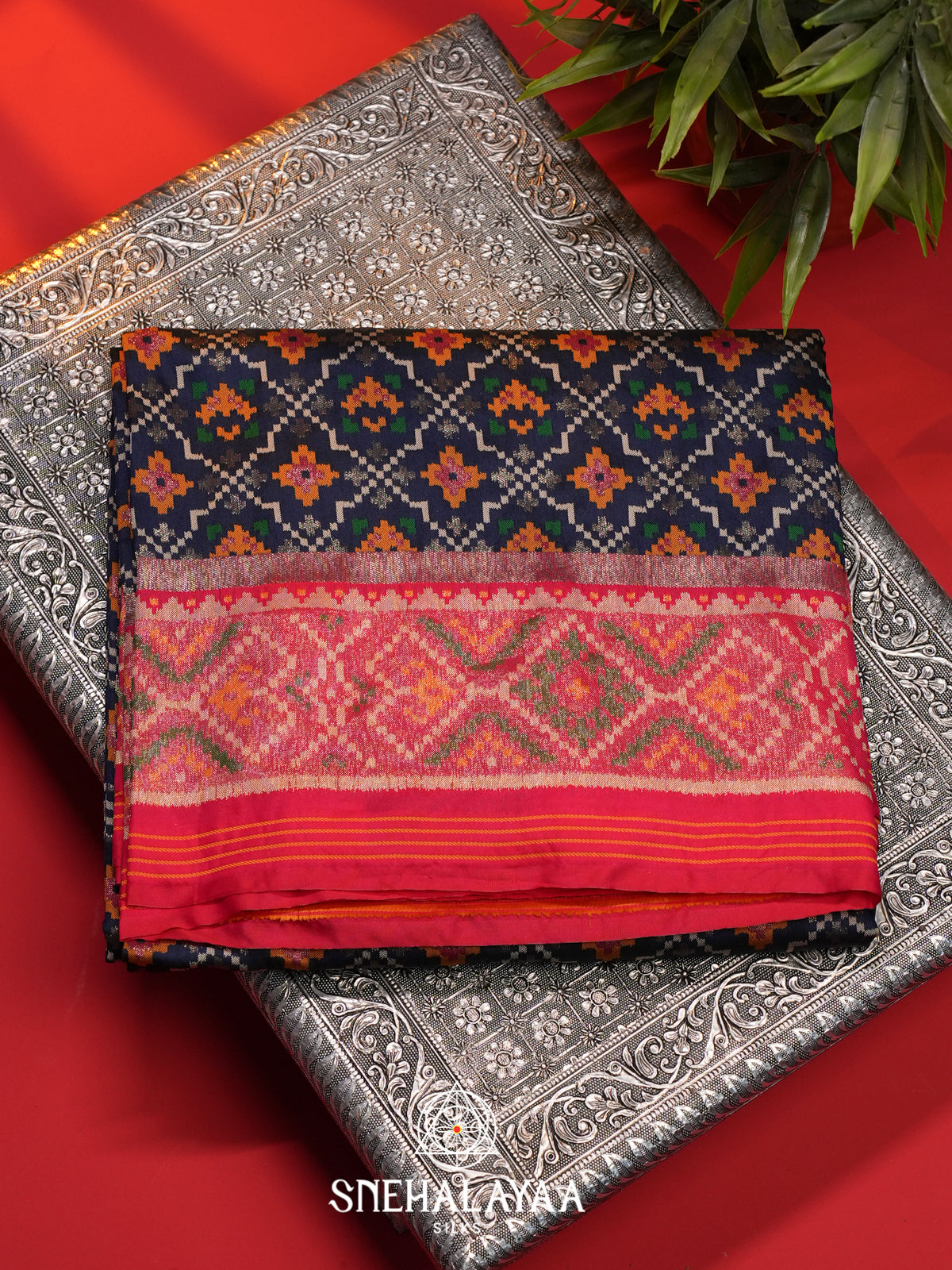 Navy Blue Semi Patola Saree