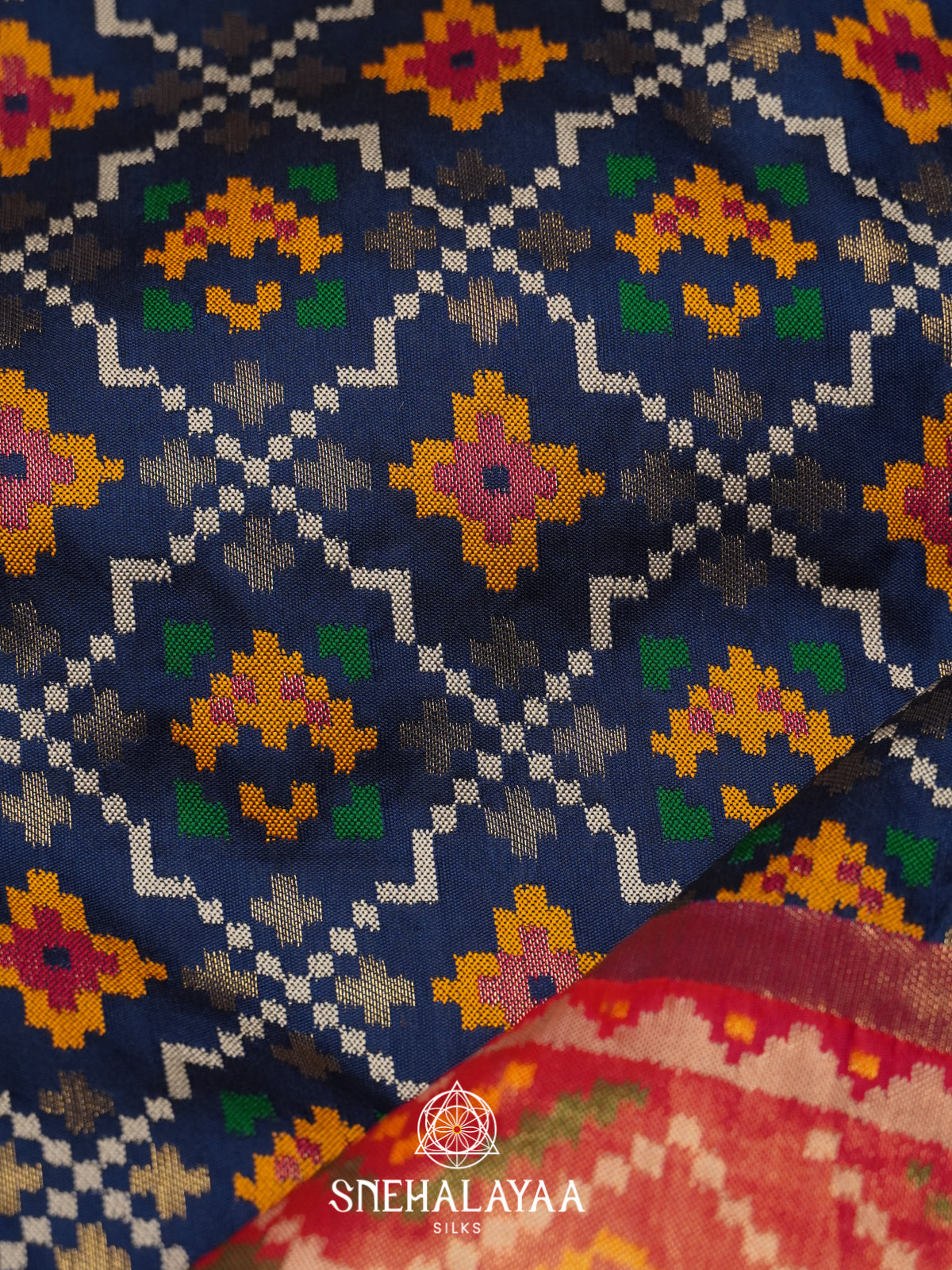 Navy Blue Semi Patola Saree