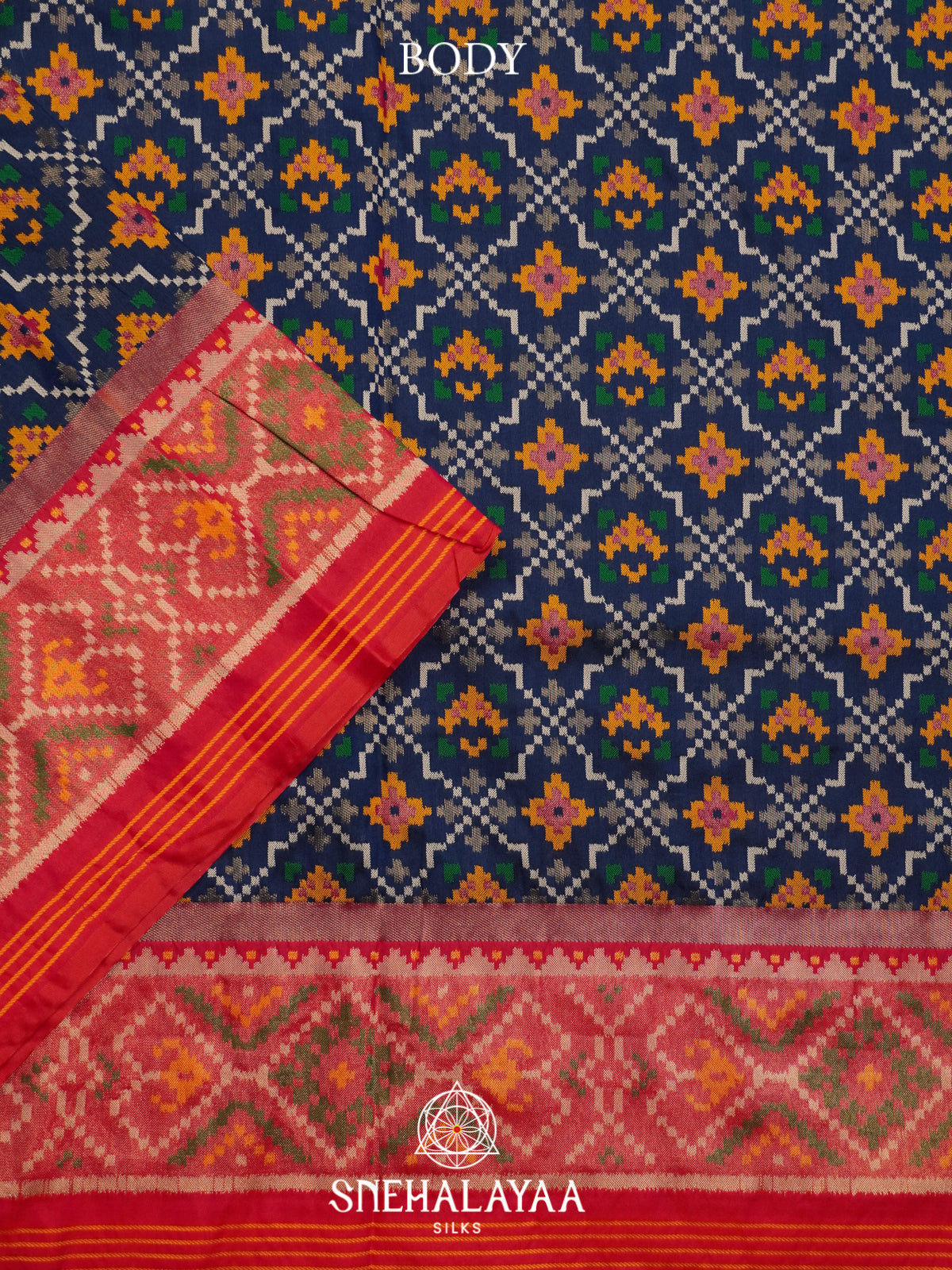 Navy Blue Semi Patola Saree
