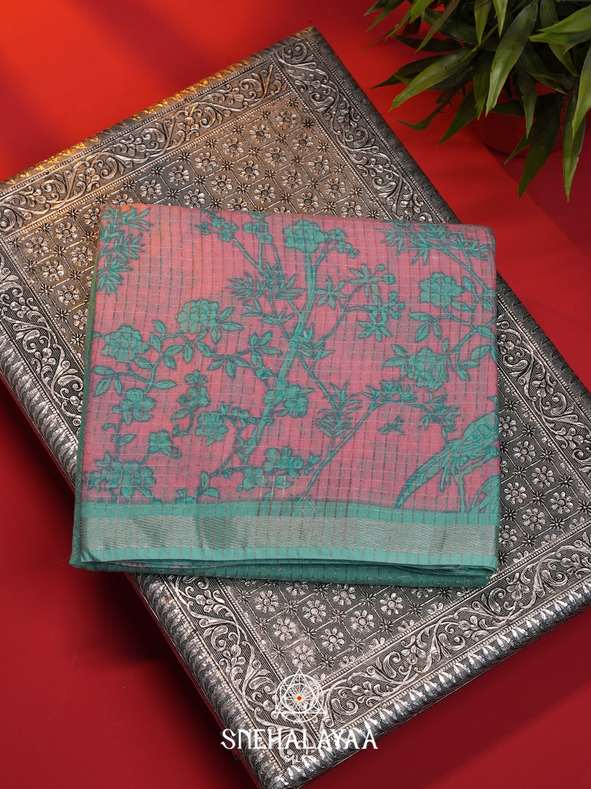Teal Mangalagiri Silk Cotton Saree