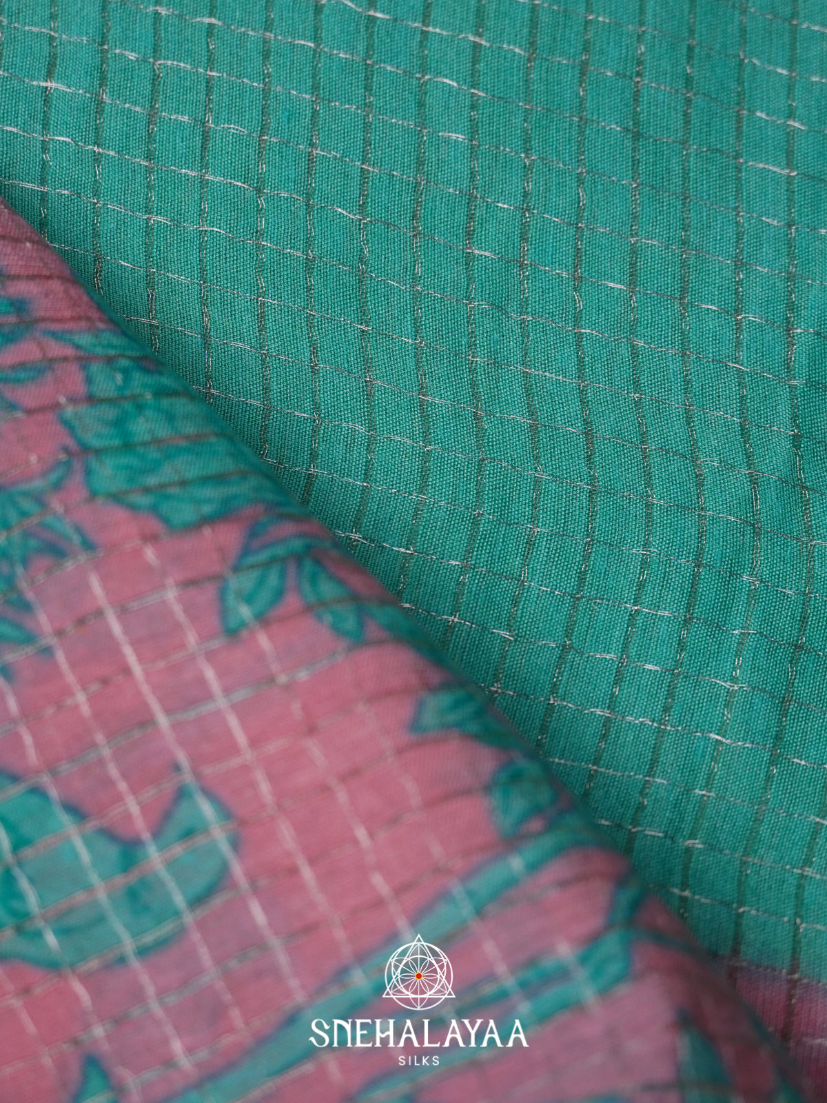 Teal Mangalagiri Silk Cotton Saree