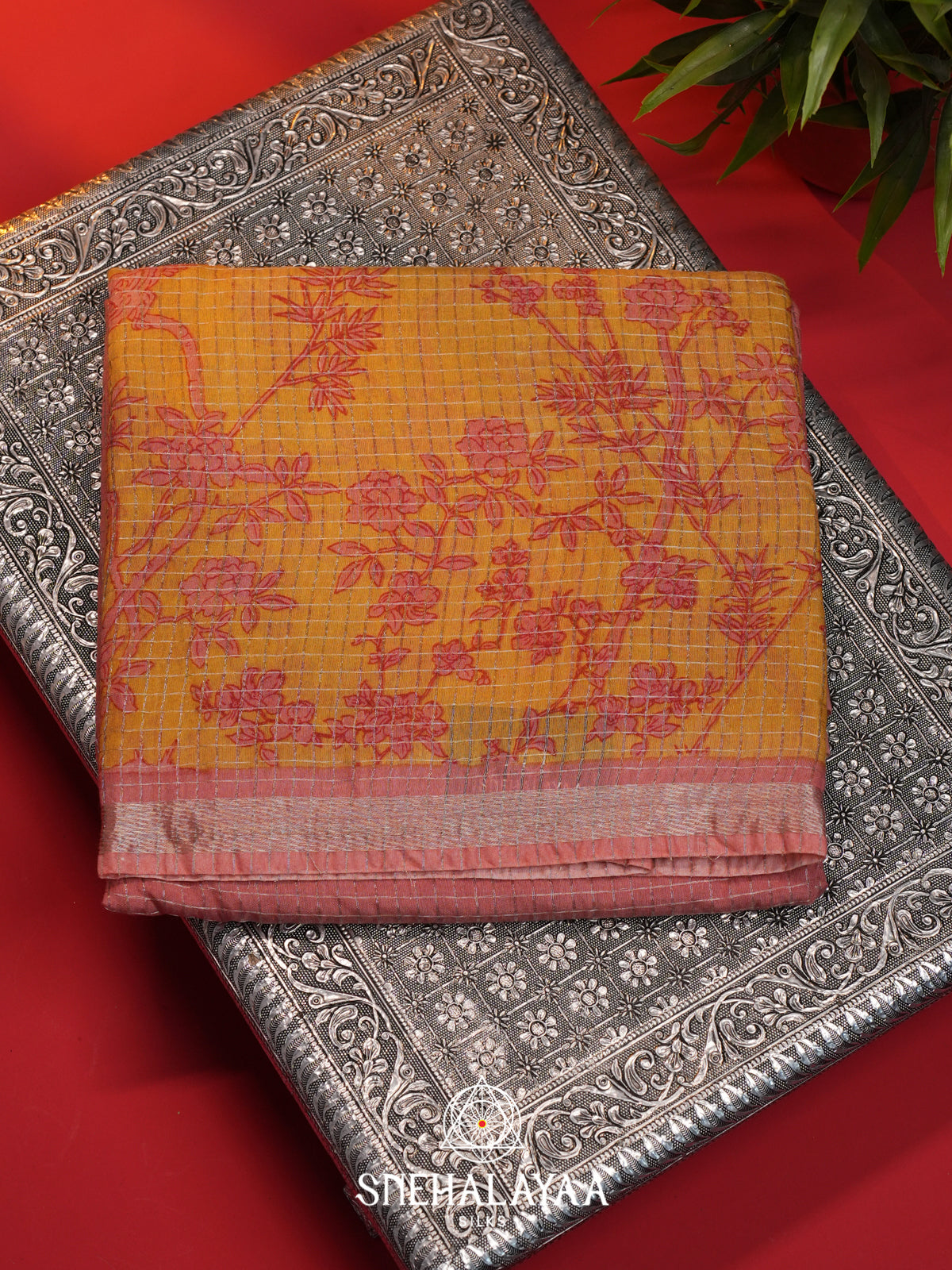 Peach Mangalagiri Silk Cotton Saree