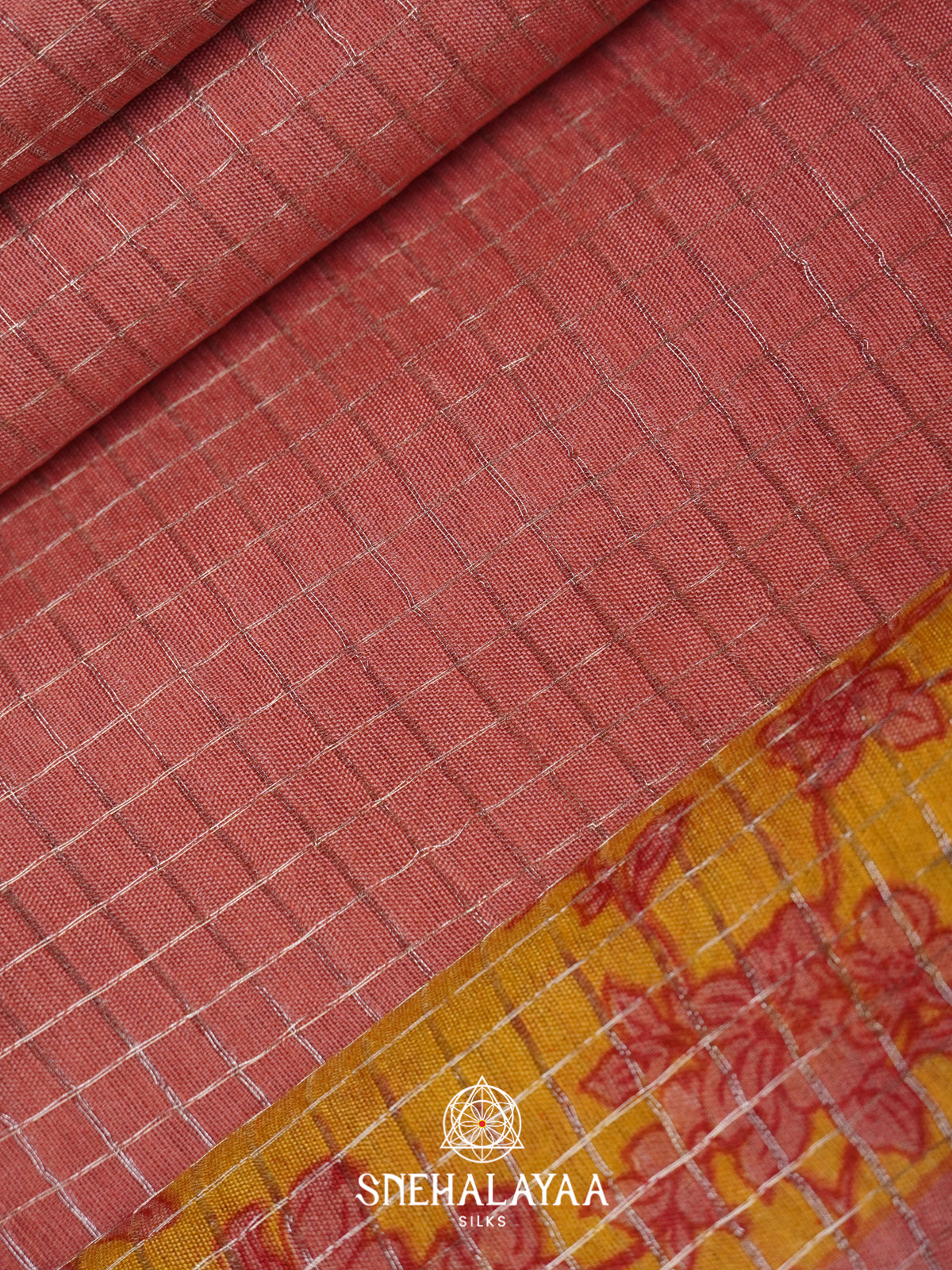 Peach Mangalagiri Silk Cotton Saree
