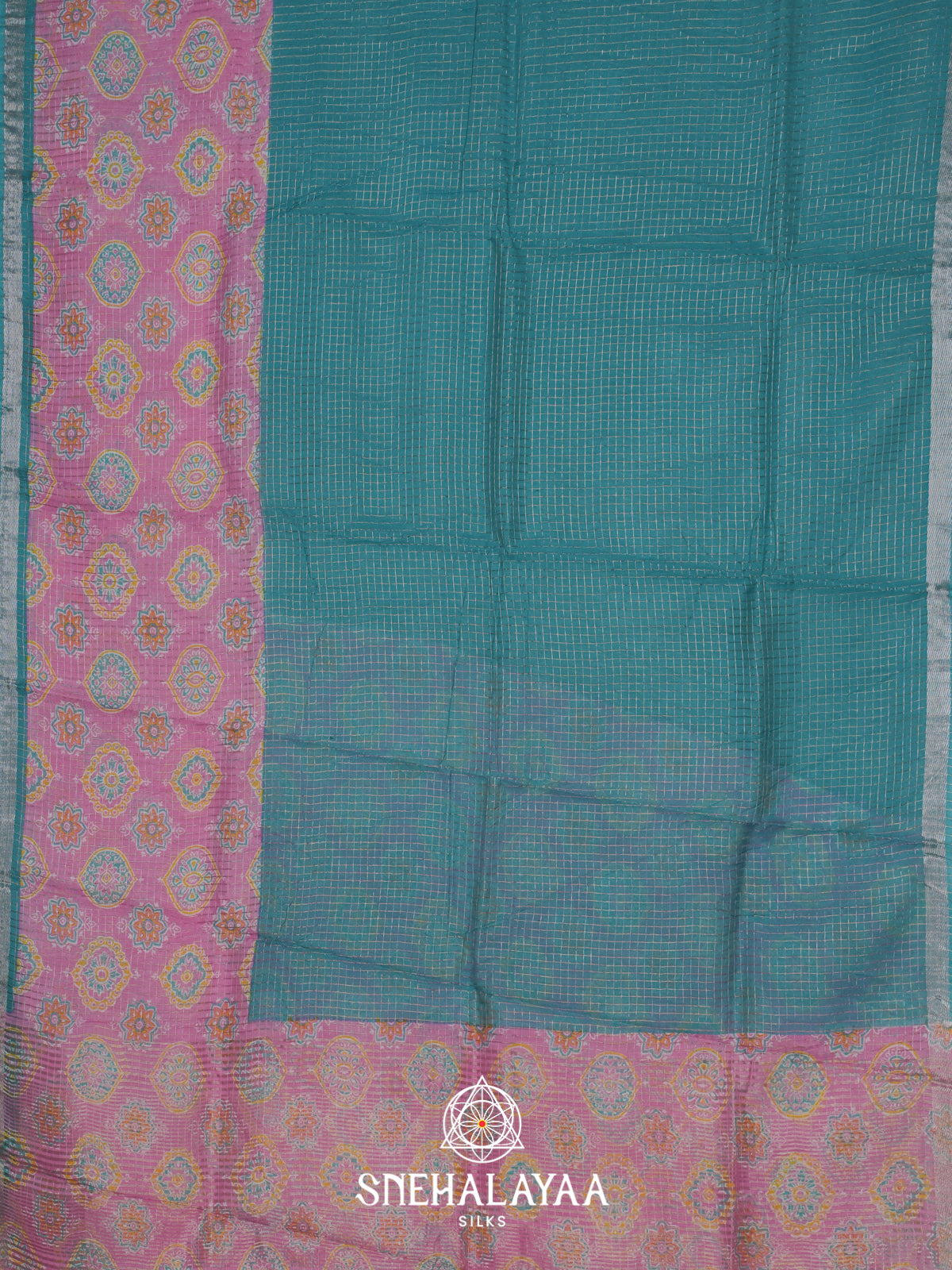 Aqua Blue Mangalagiri Silk Cotton Saree