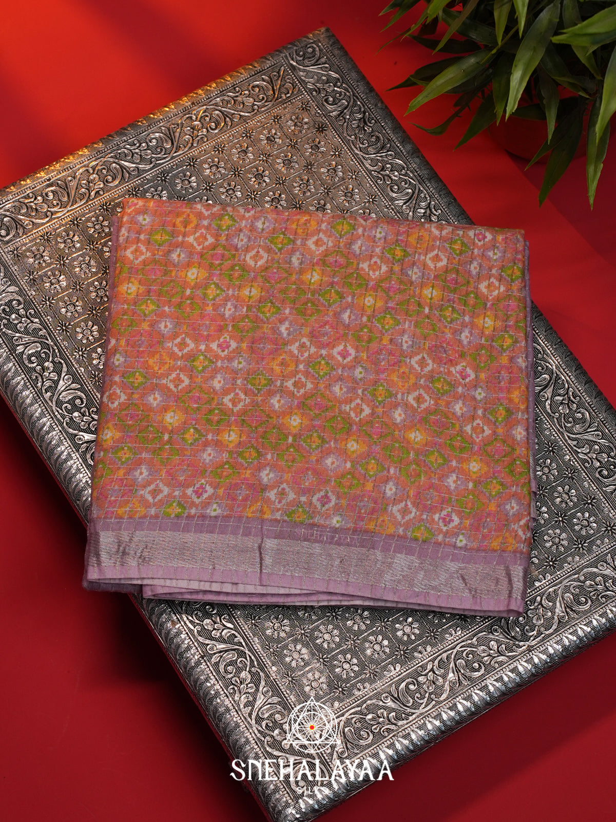 Lilac Mangalagiri Silk Cotton Saree