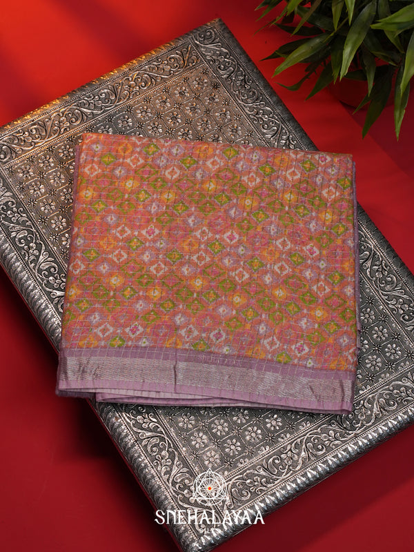 Lilac Mangalagiri Silk Cotton Saree