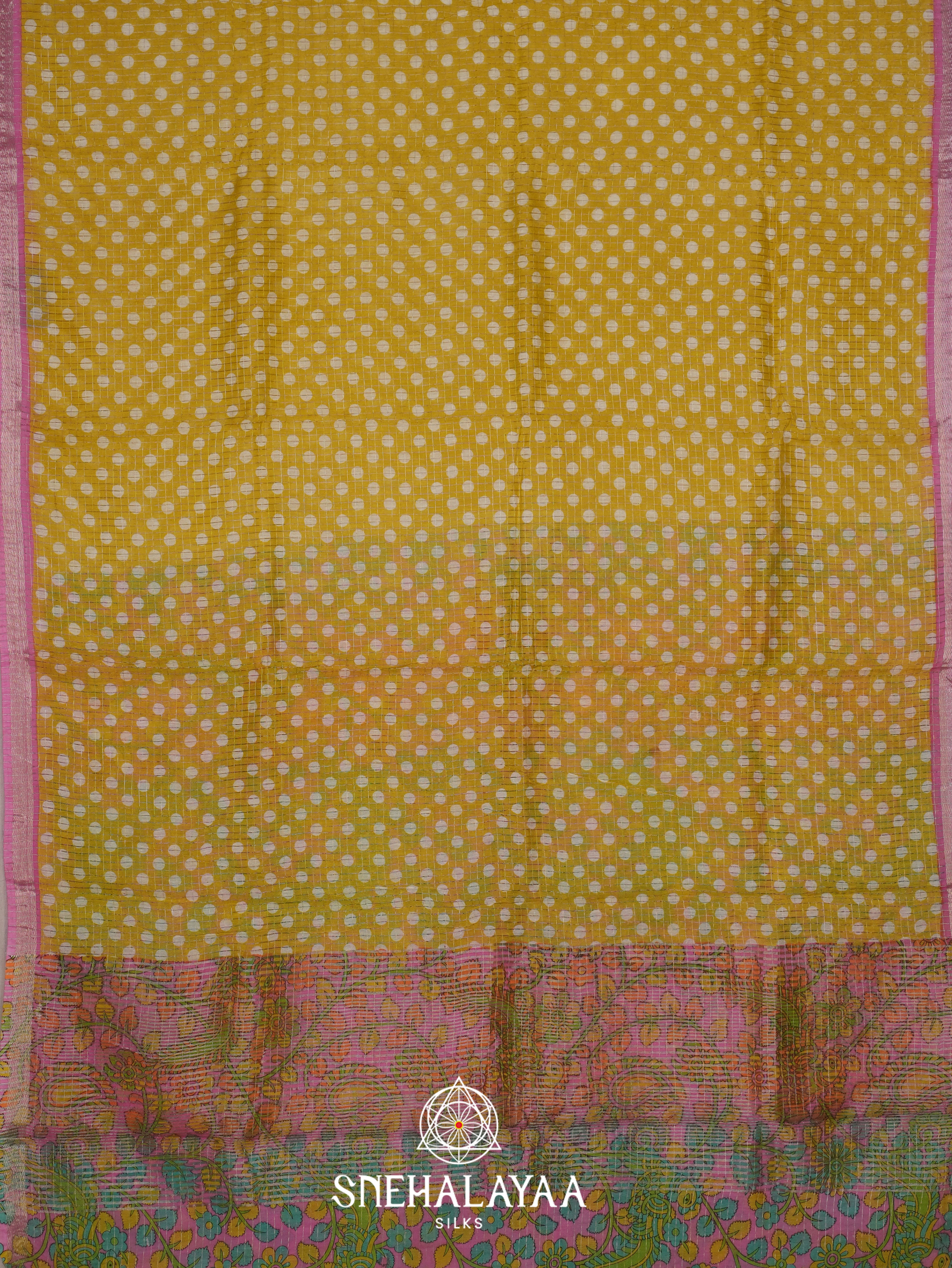 Lime Yellow Mangalagiri Silk Cotton Saree