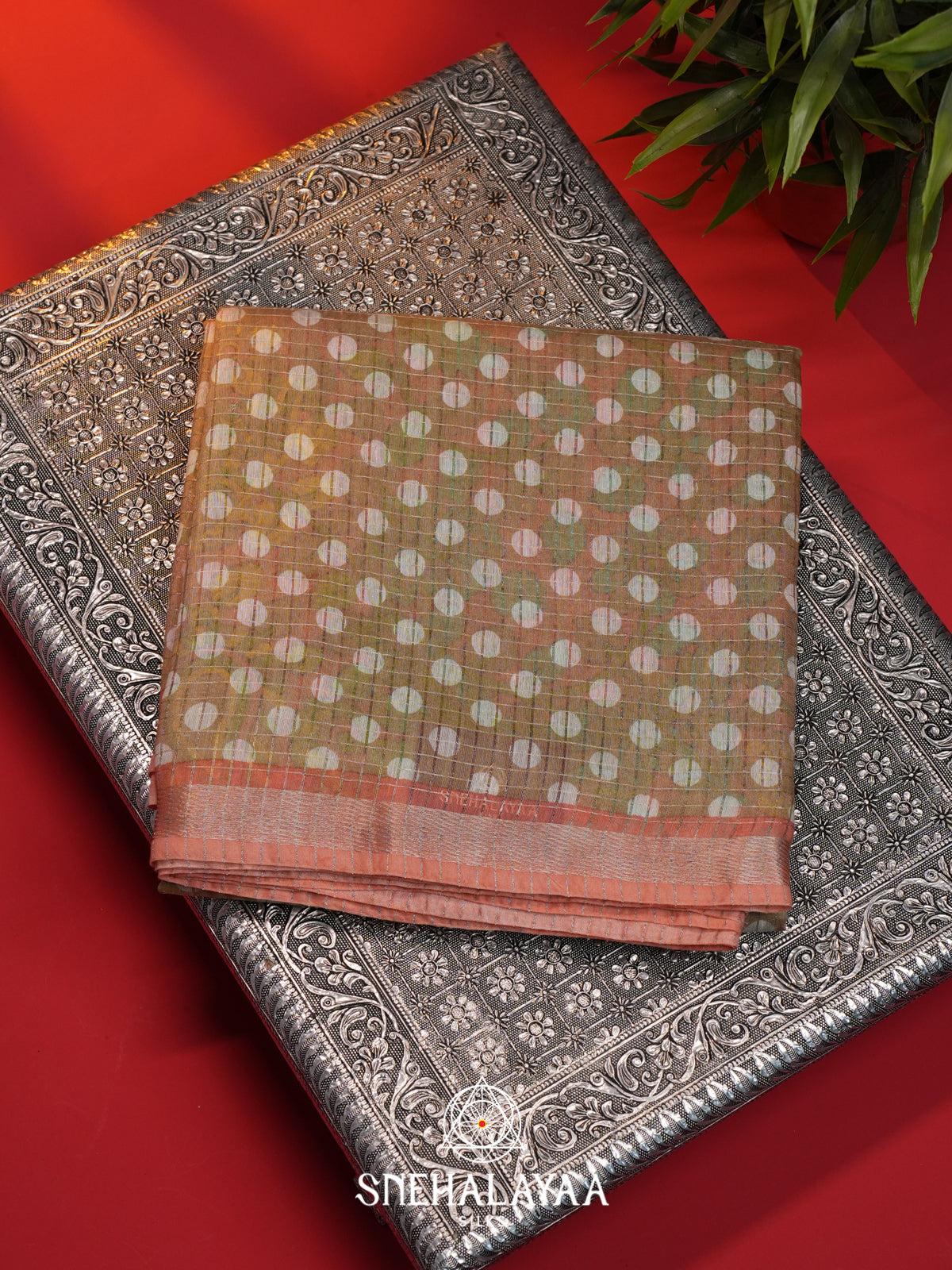 Brown Mangalagiri Silk Cotton Saree