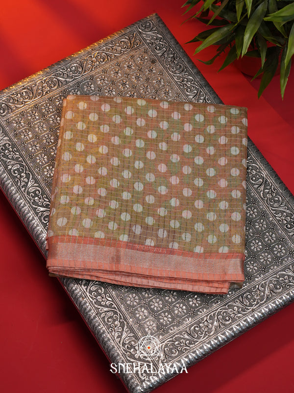 Brown Mangalagiri Silk Cotton Saree