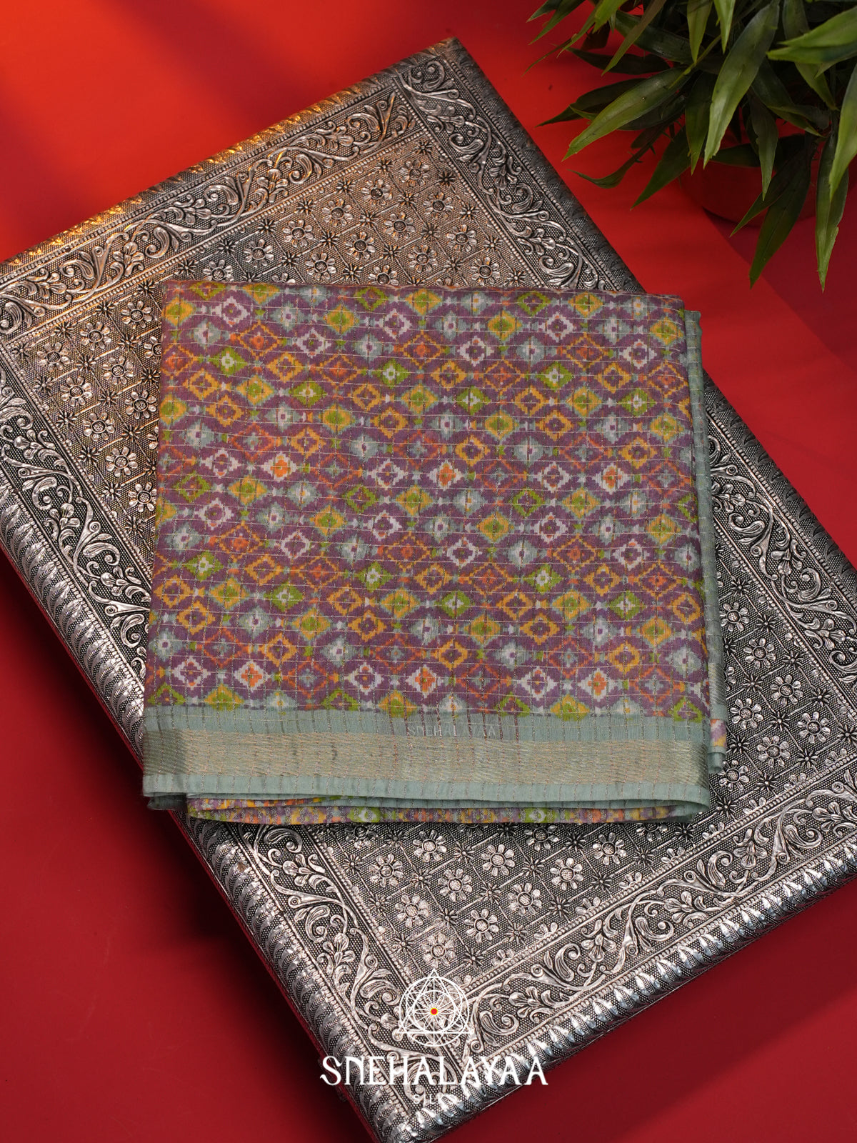 Powder Blue Mangalagiri Silk Cotton Saree