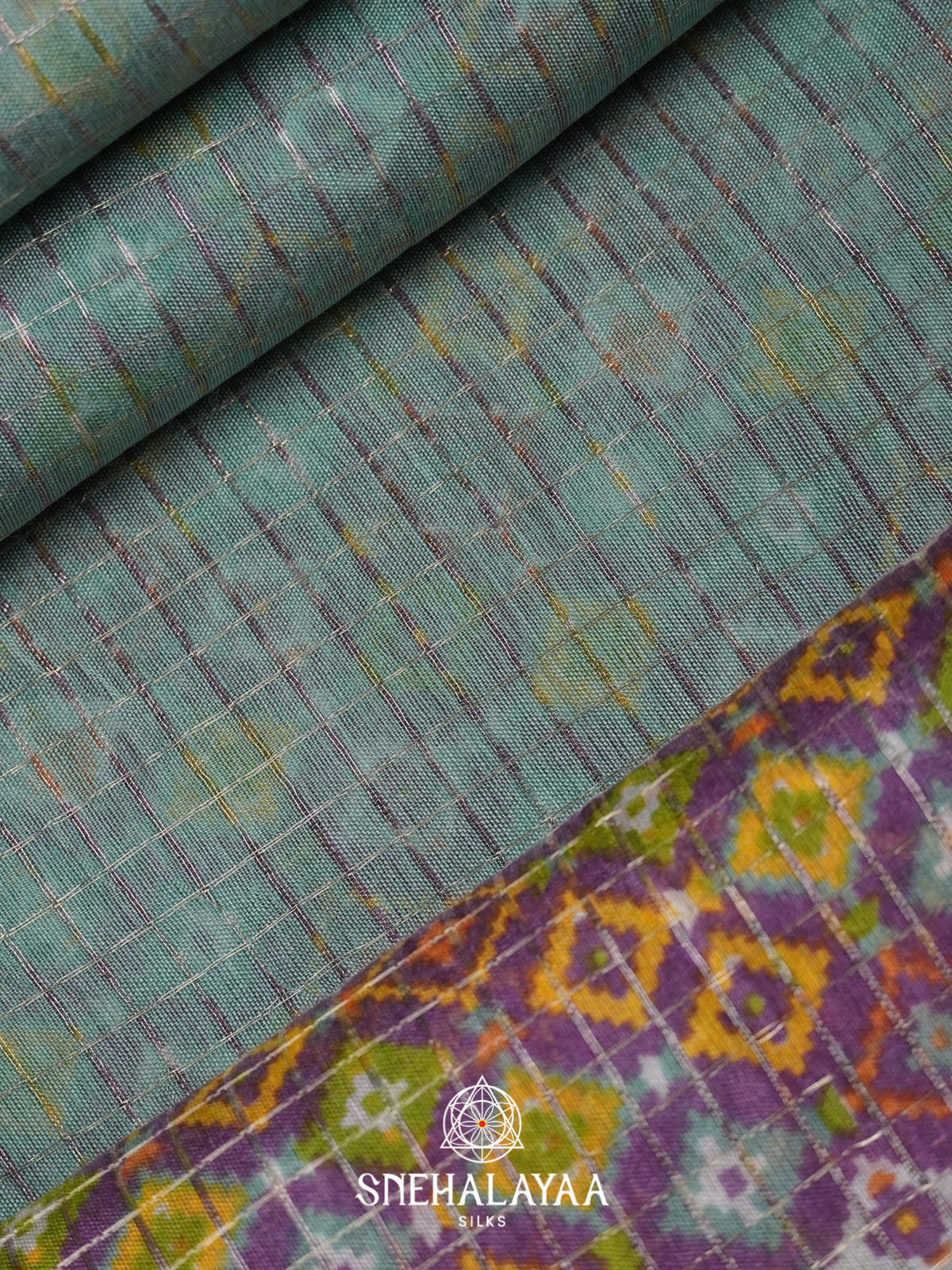 Powder Blue Mangalagiri Silk Cotton Saree