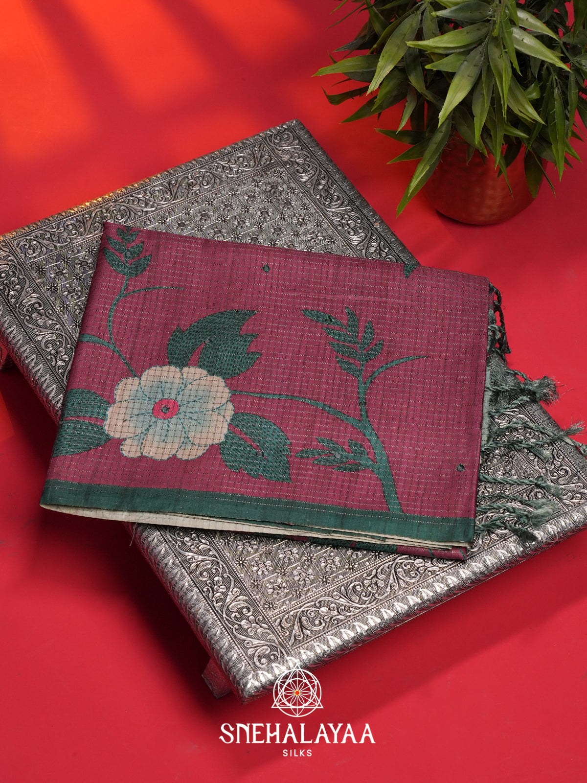 Plum Tussar Saree