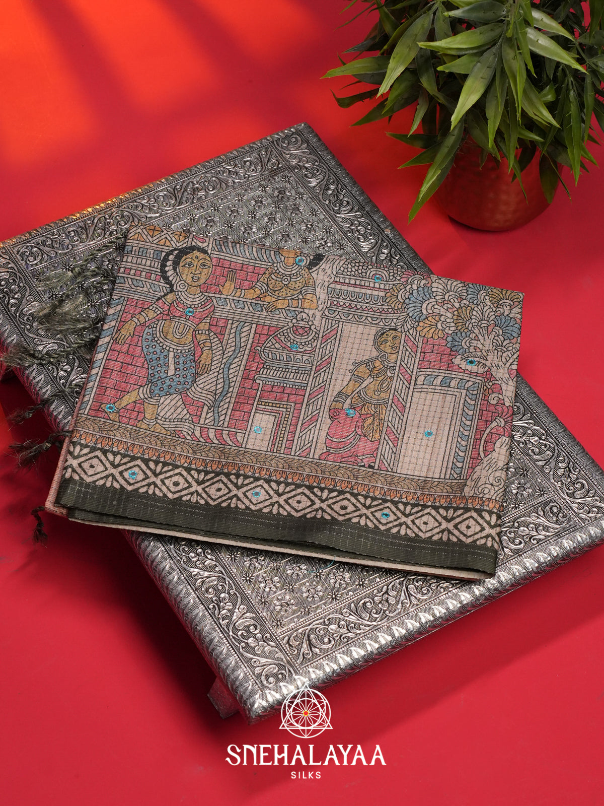 Peach Tussar Saree