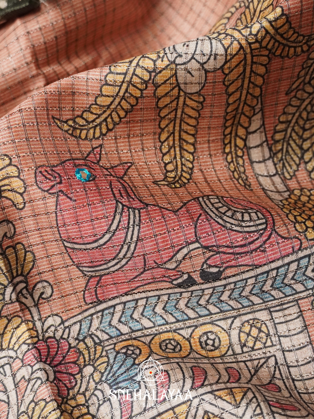 Peach Tussar Saree