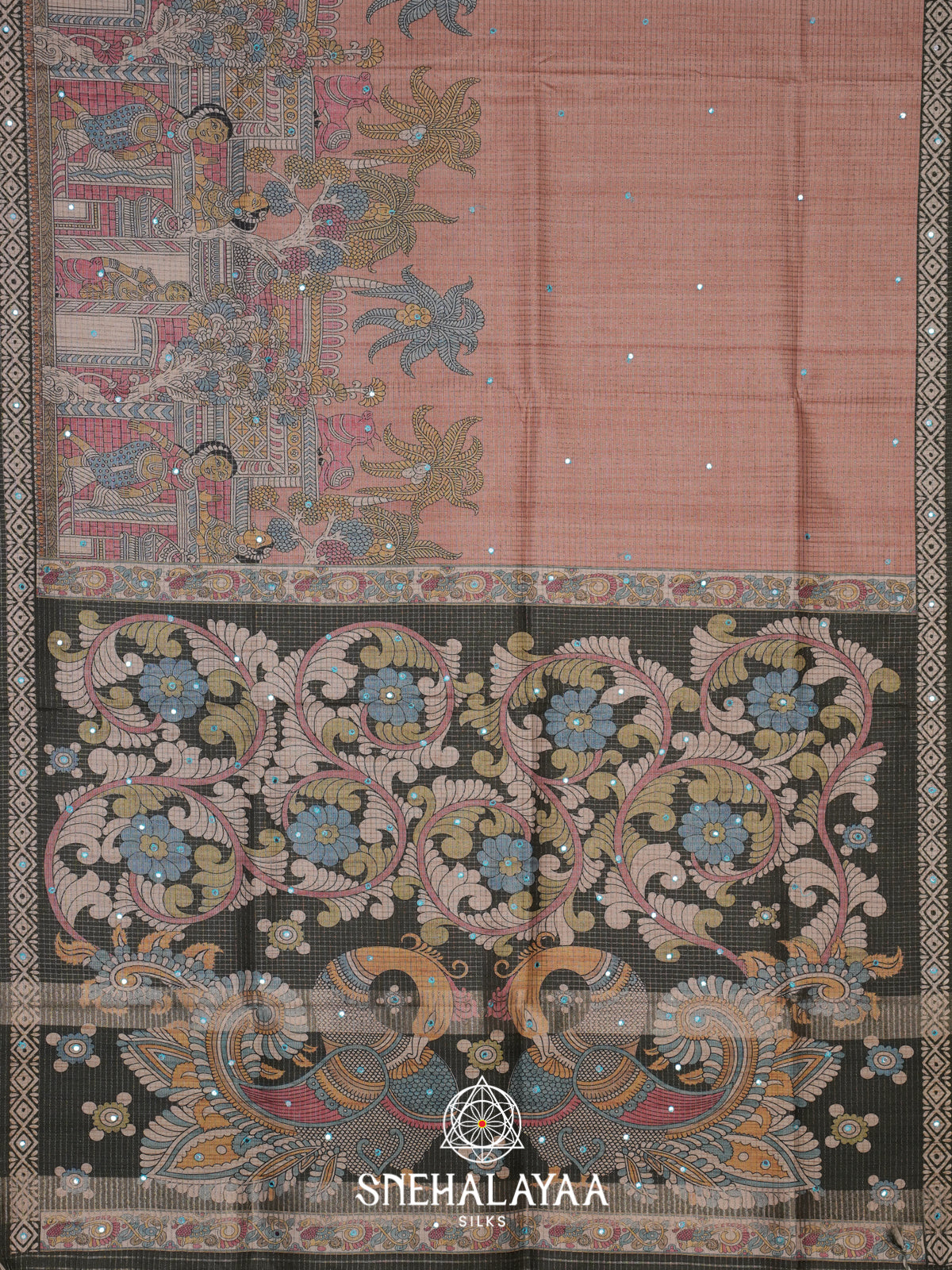Peach Tussar Saree
