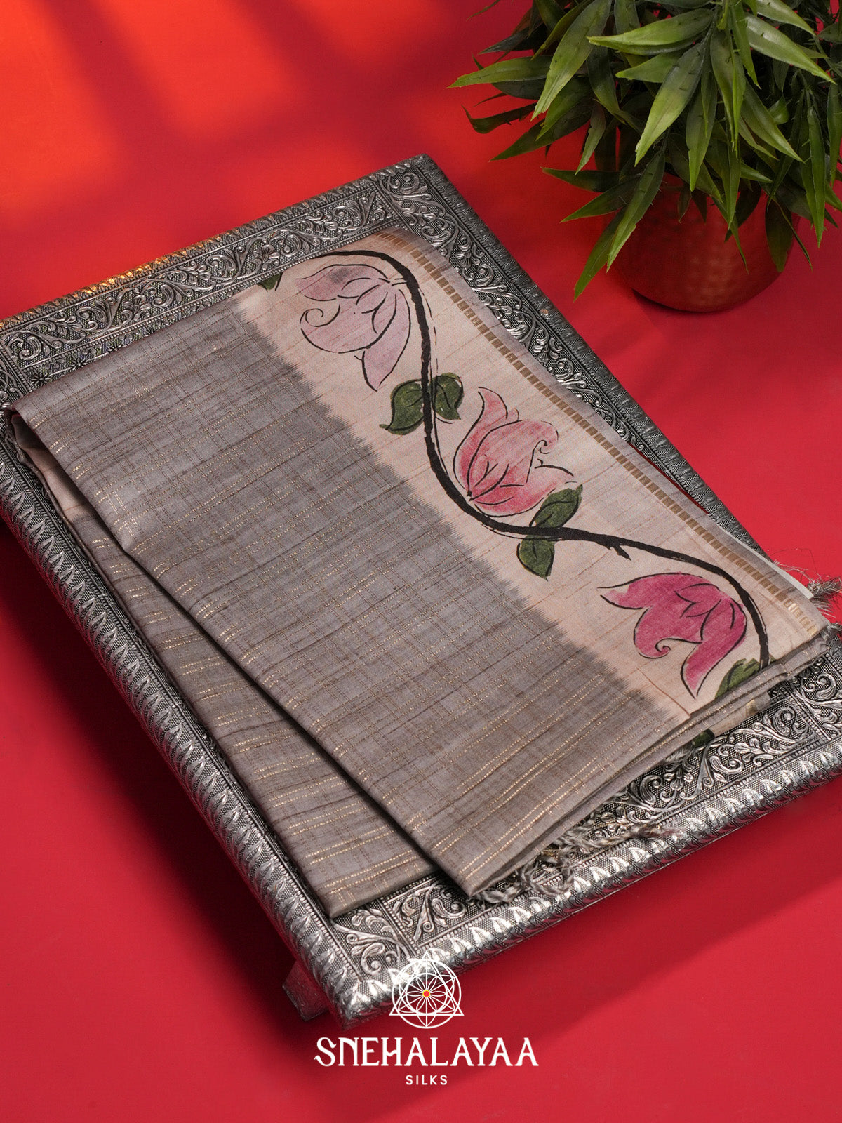 Grey Tussar Saree