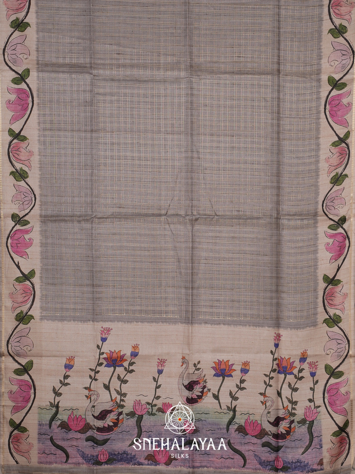 Grey Tussar Saree