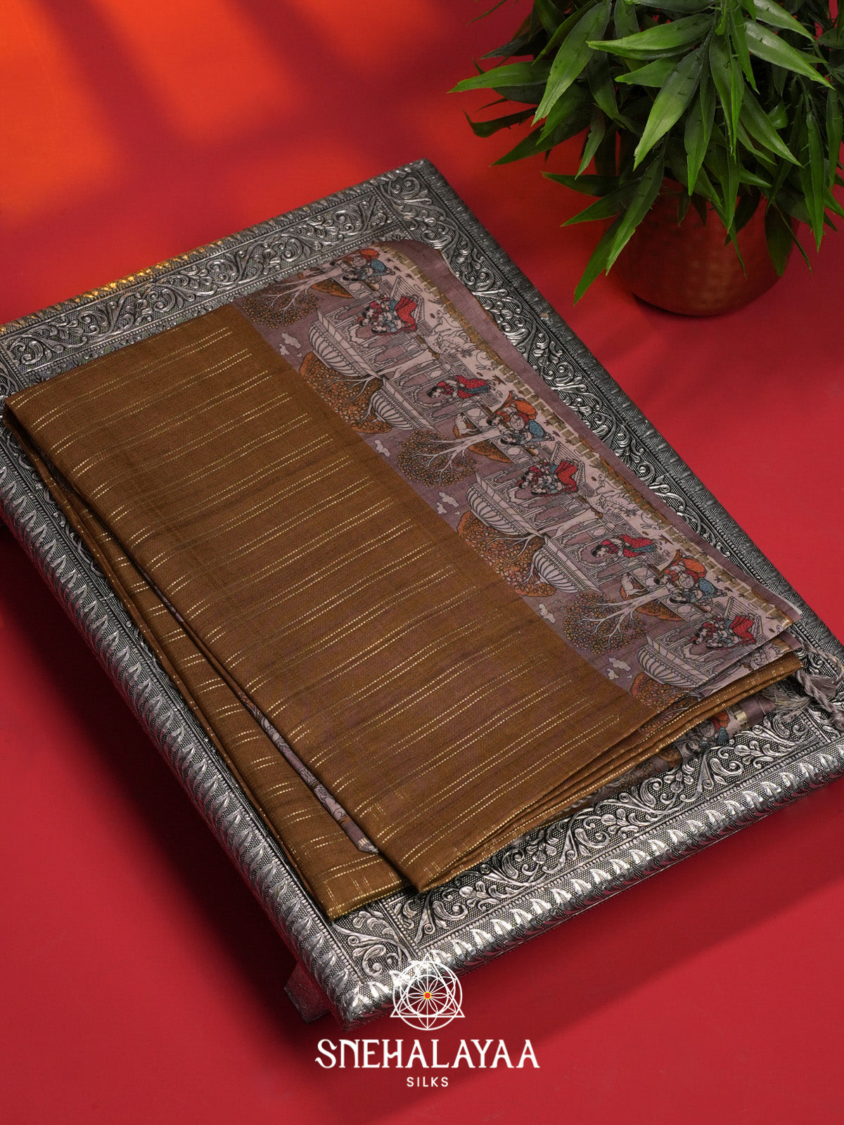 Brown Tussar Saree