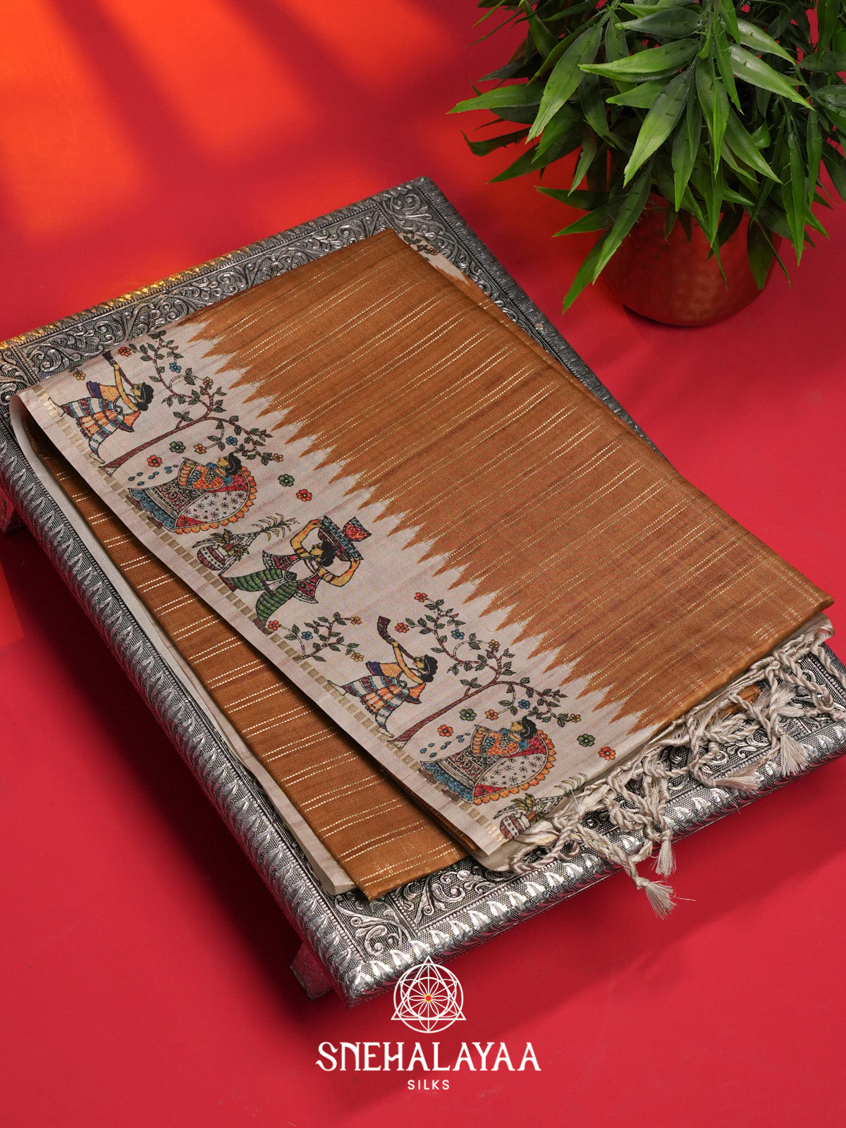 Copper Brown Tussar Saree