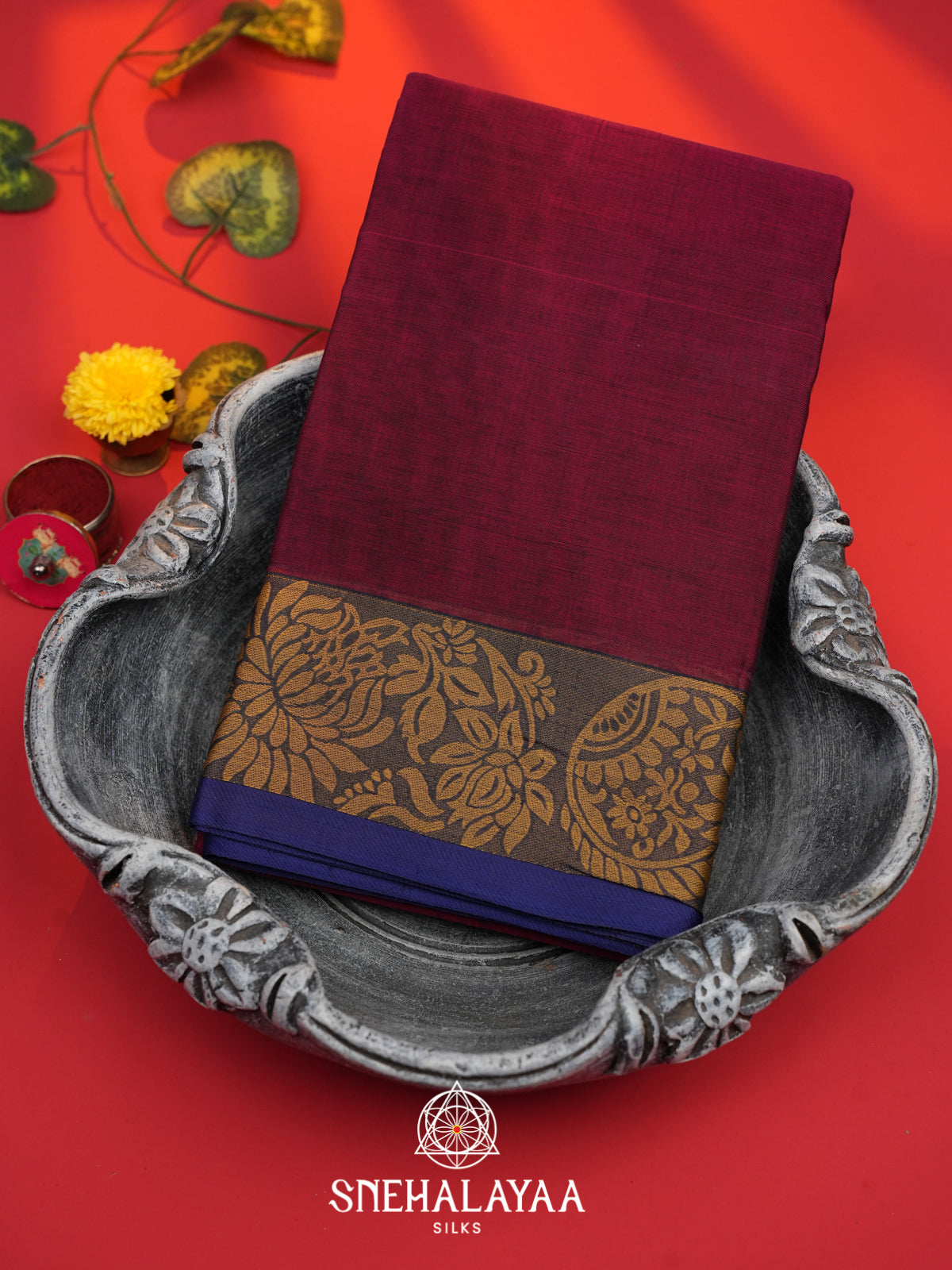Magenta Bengal Cotton Saree