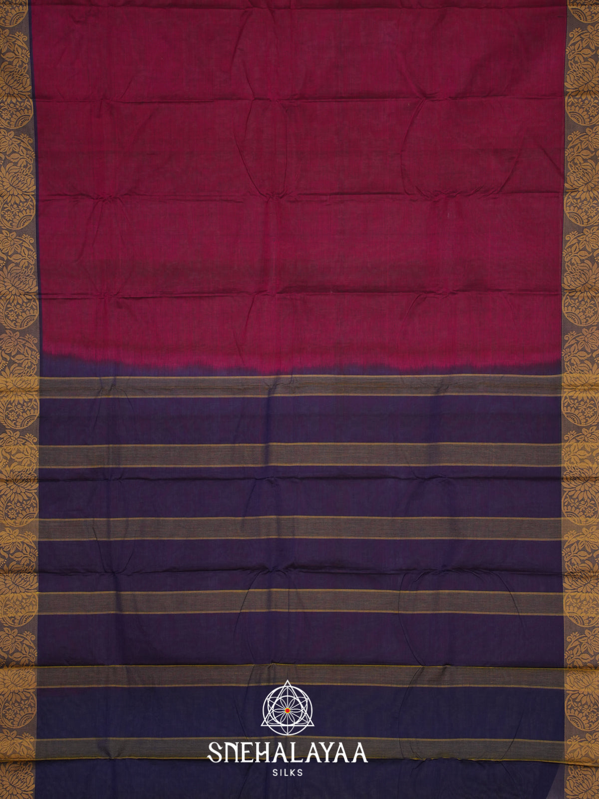 Magenta Bengal Cotton Saree