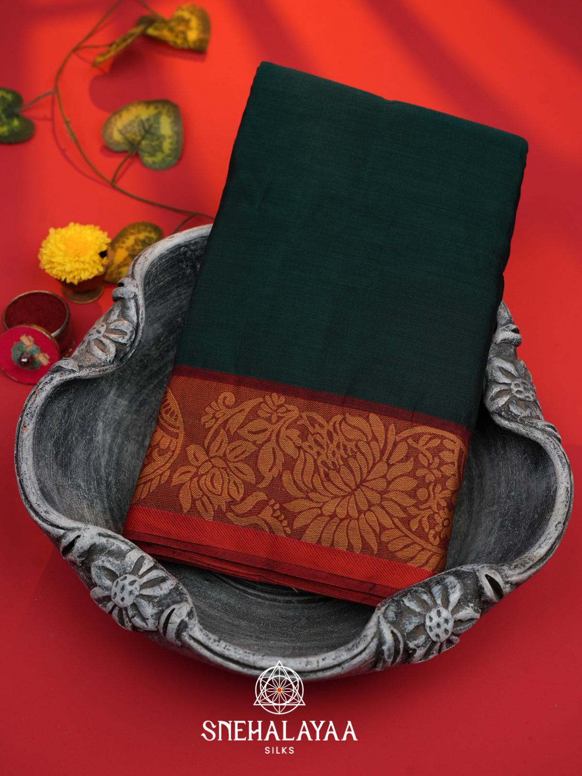 Peacock Green Bengal Cotton Saree