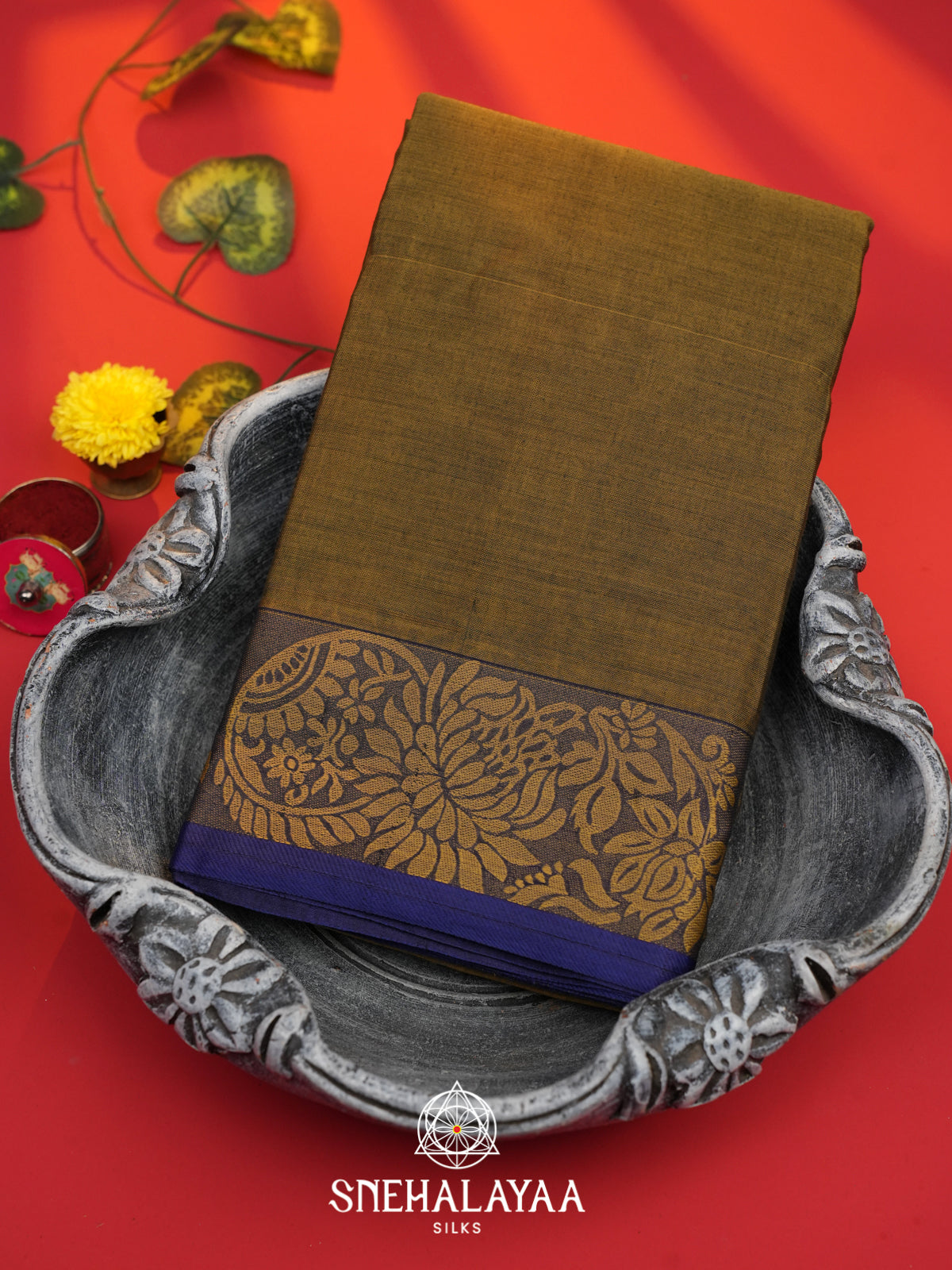 Mustard Brown Bengal Cotton Saree