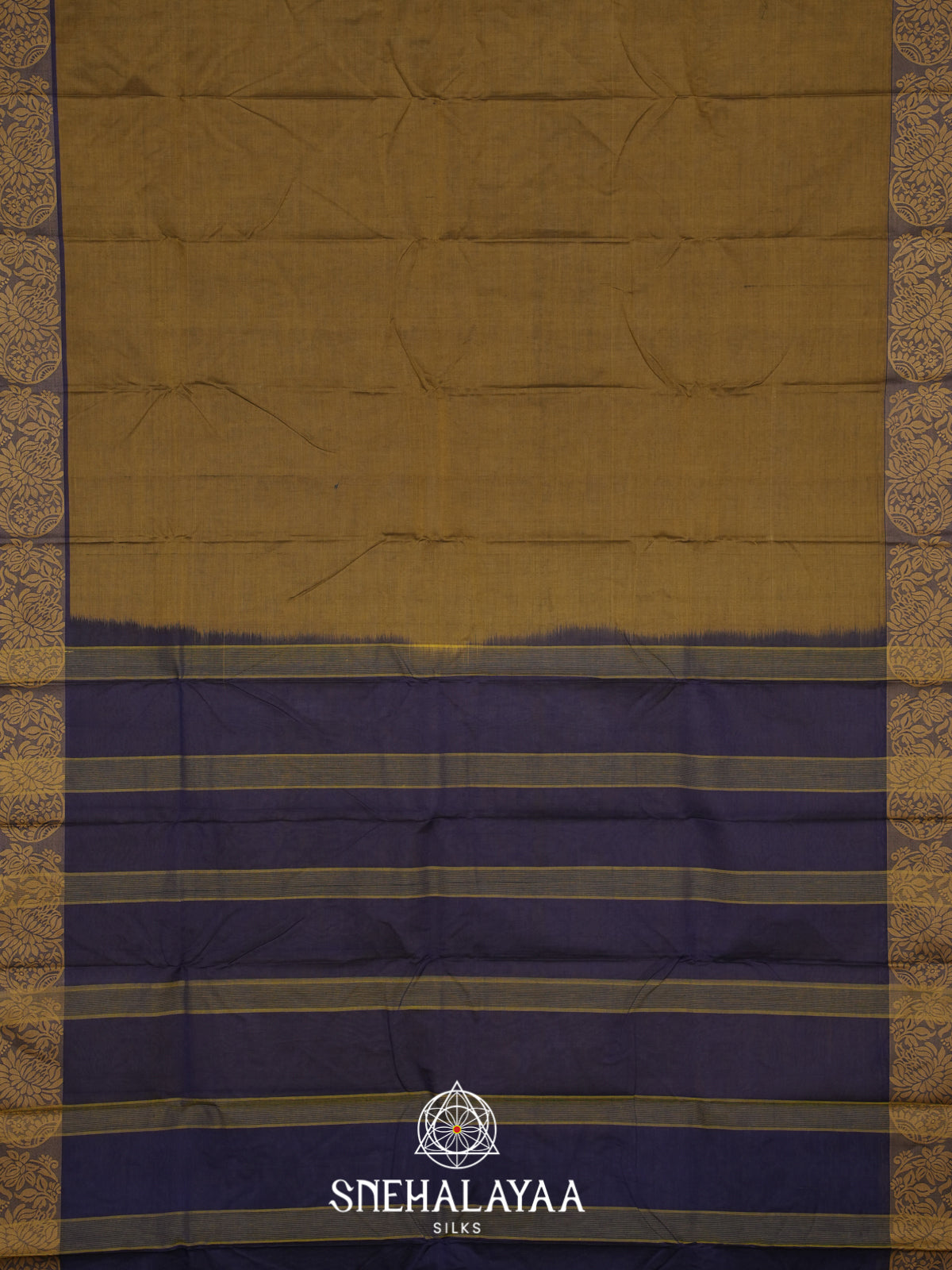 Mustard Brown Bengal Cotton Saree
