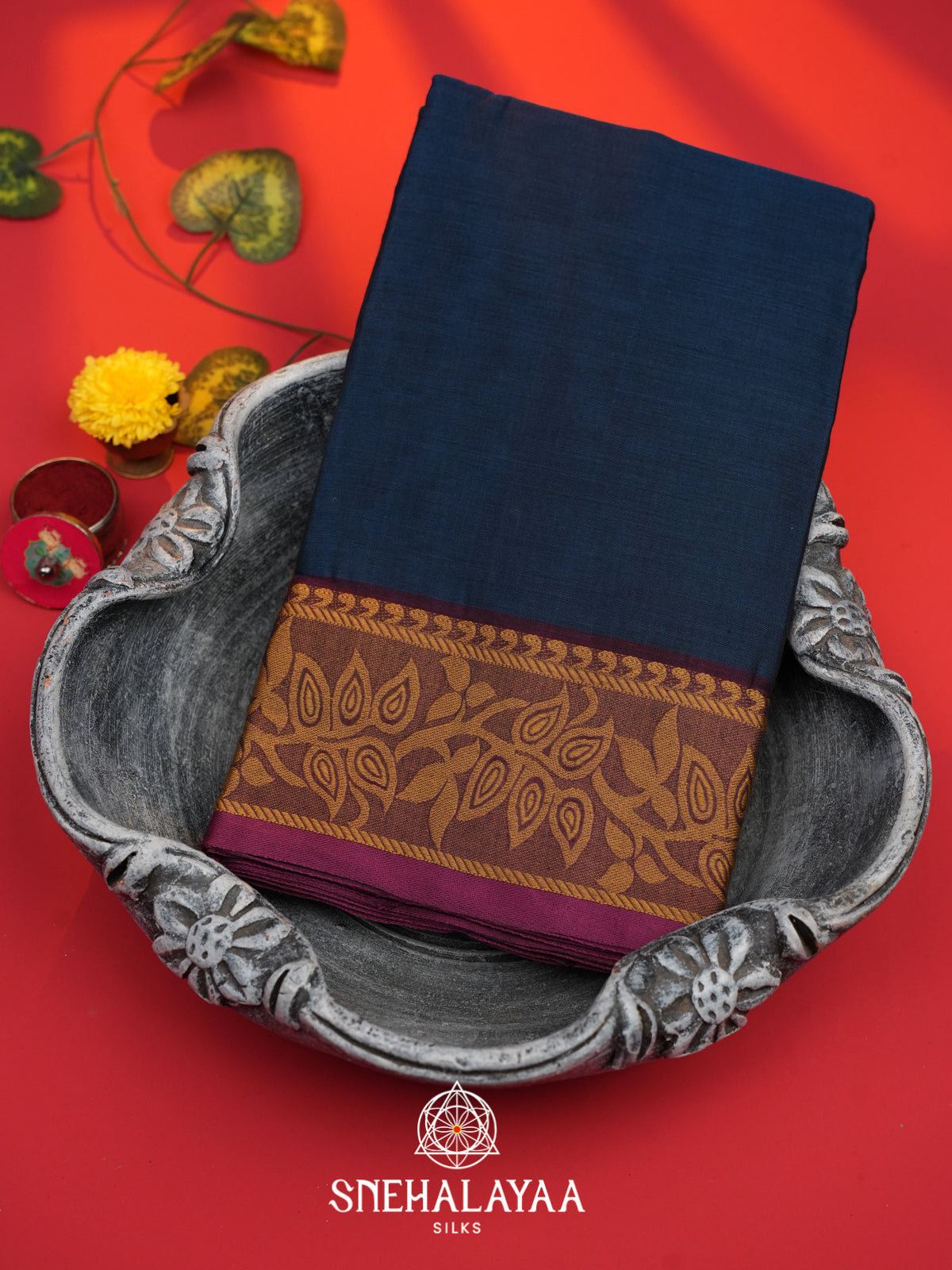 Peacock Blue Bengal Cotton Saree