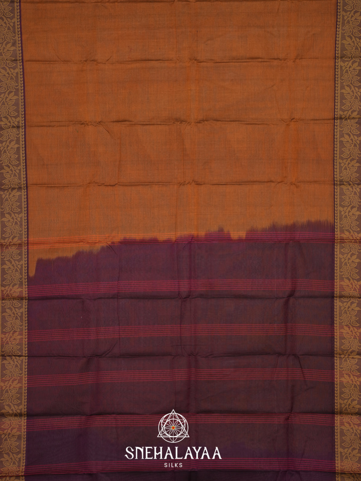Burnt Orange Bengal Cotton Saree
