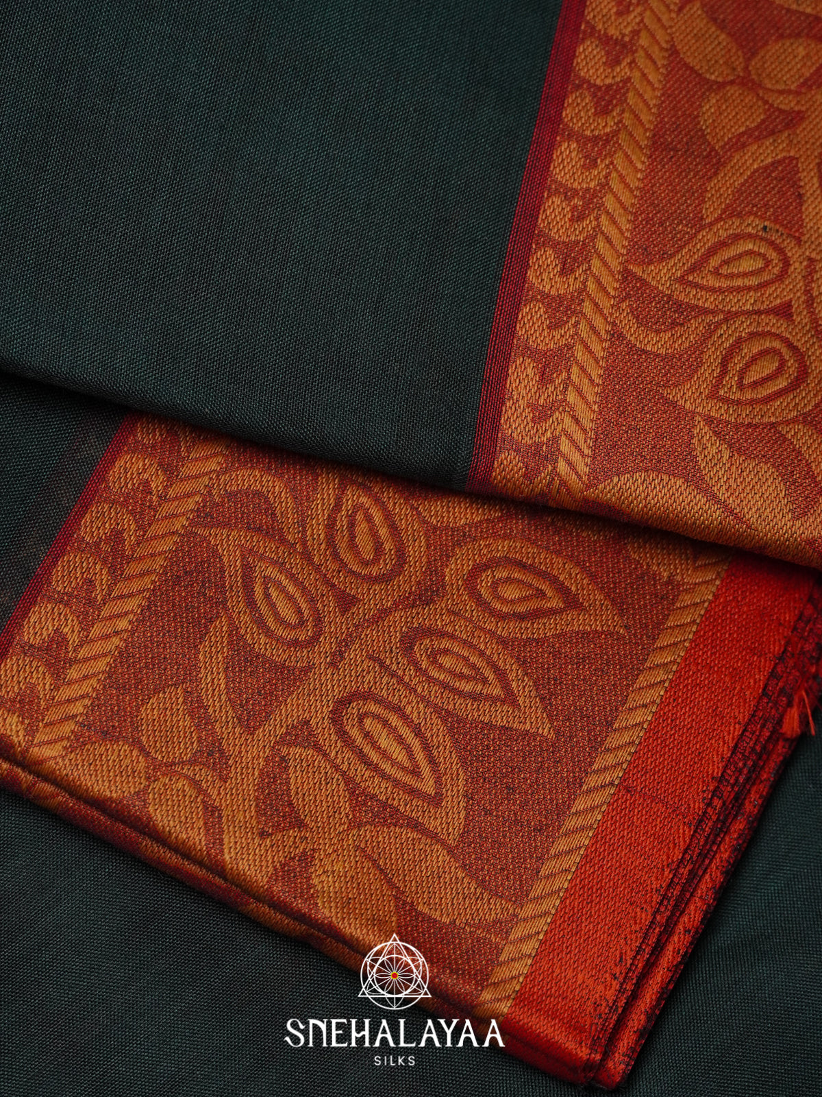 Bottle Green Bengal Cotton Saree